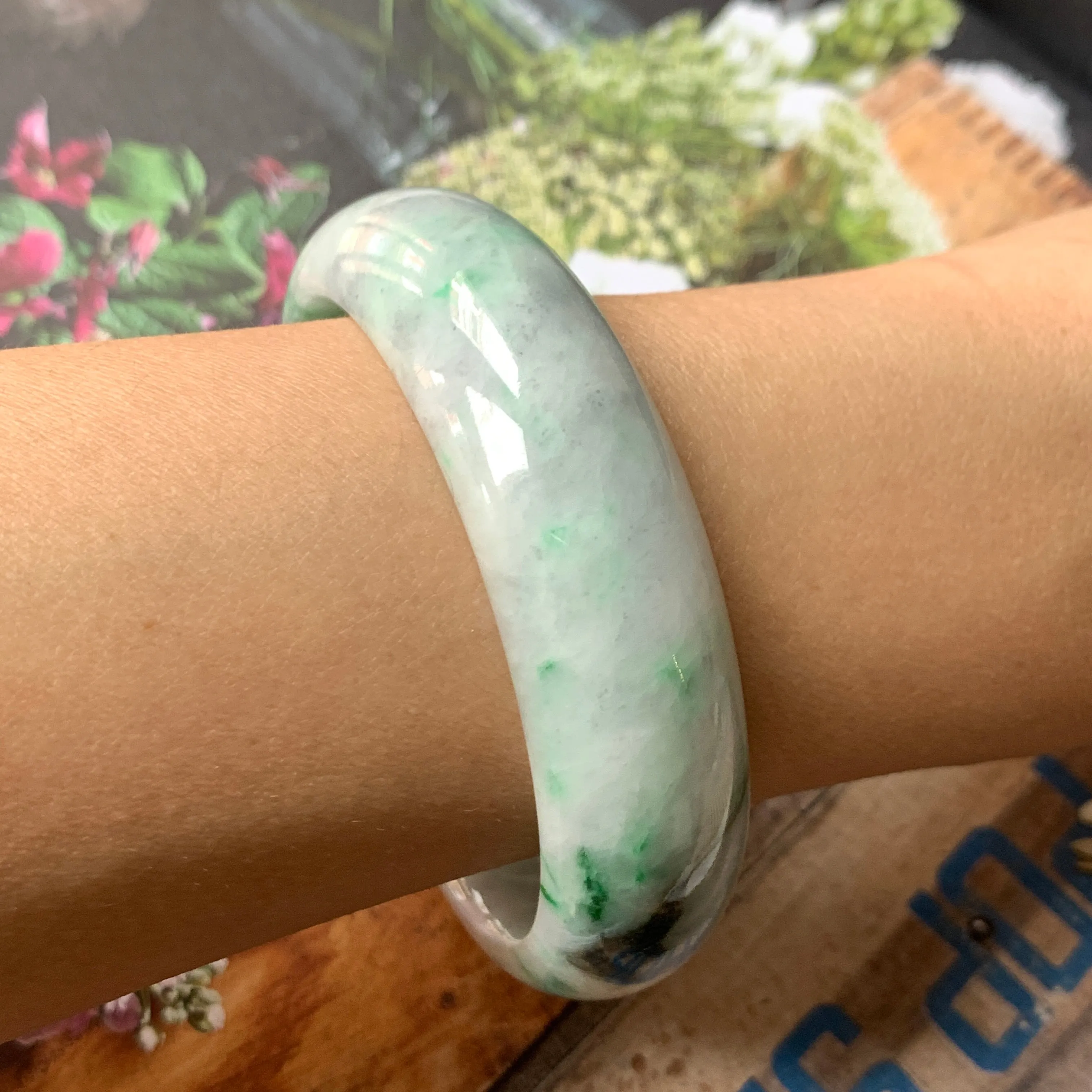 56.4mm A-Grade Natural Jadeite Modern Round Bangle No.151569