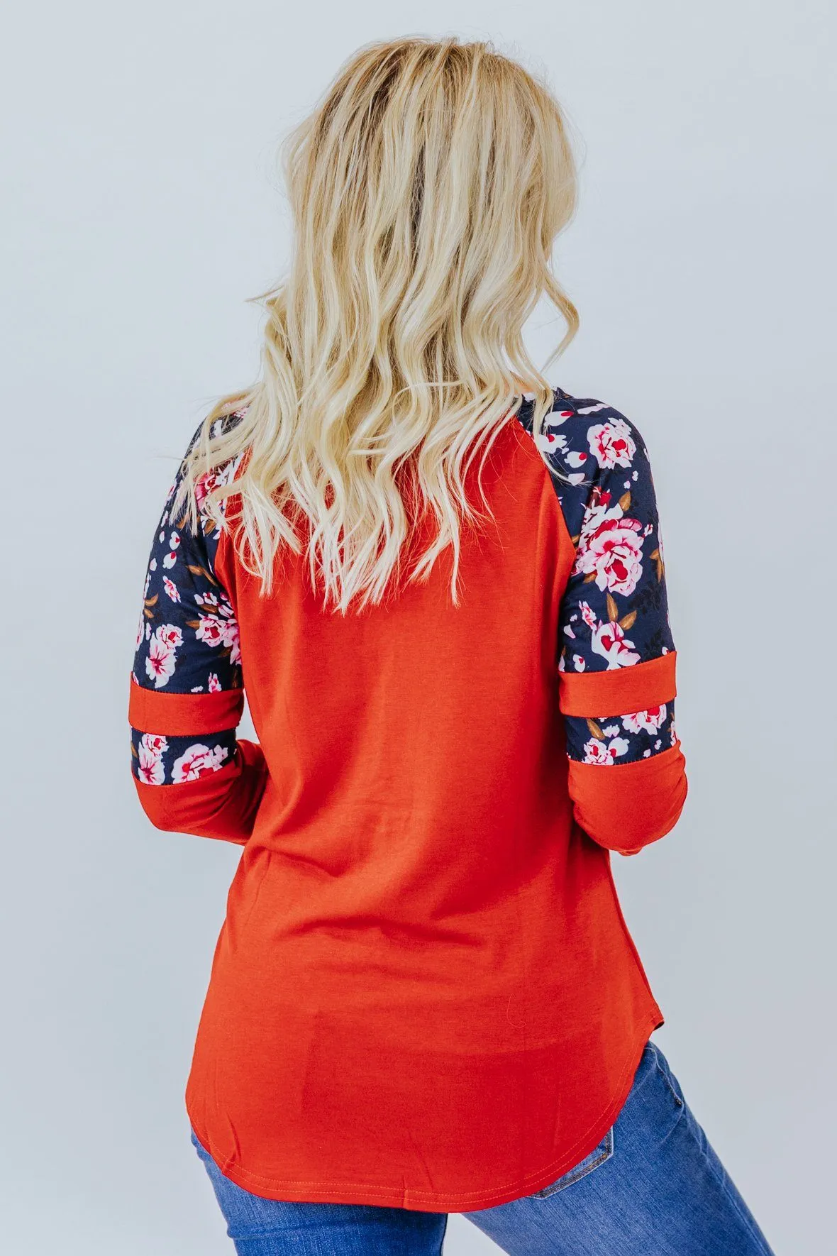 A Joyous Occasion Floral Long Sleeved Top In Burgundy