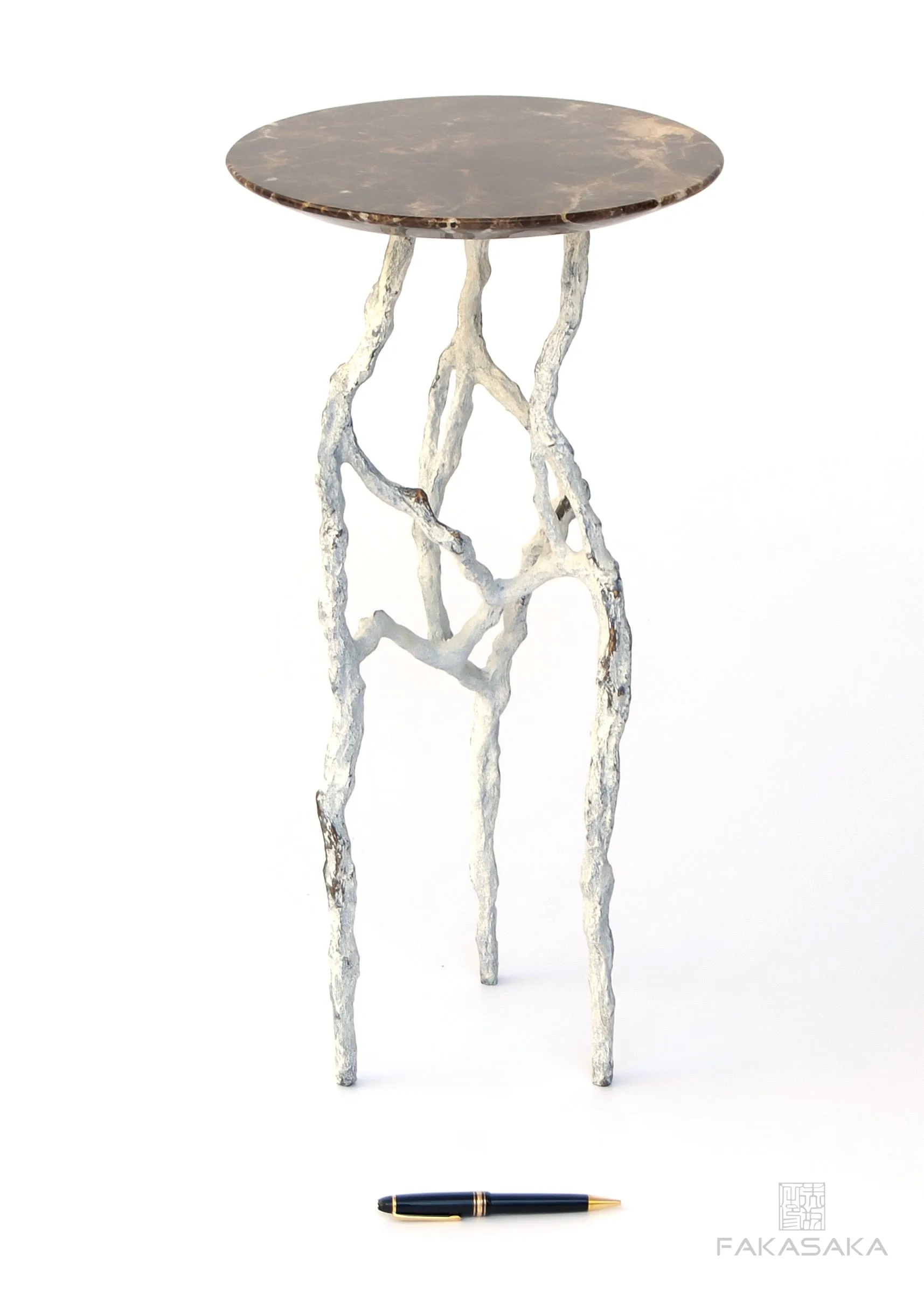 ALEXIA 3 DRINK TABLE<br><br>MARRON IMPERIAL MARBLE<br>OFF-WHITE BRONZE