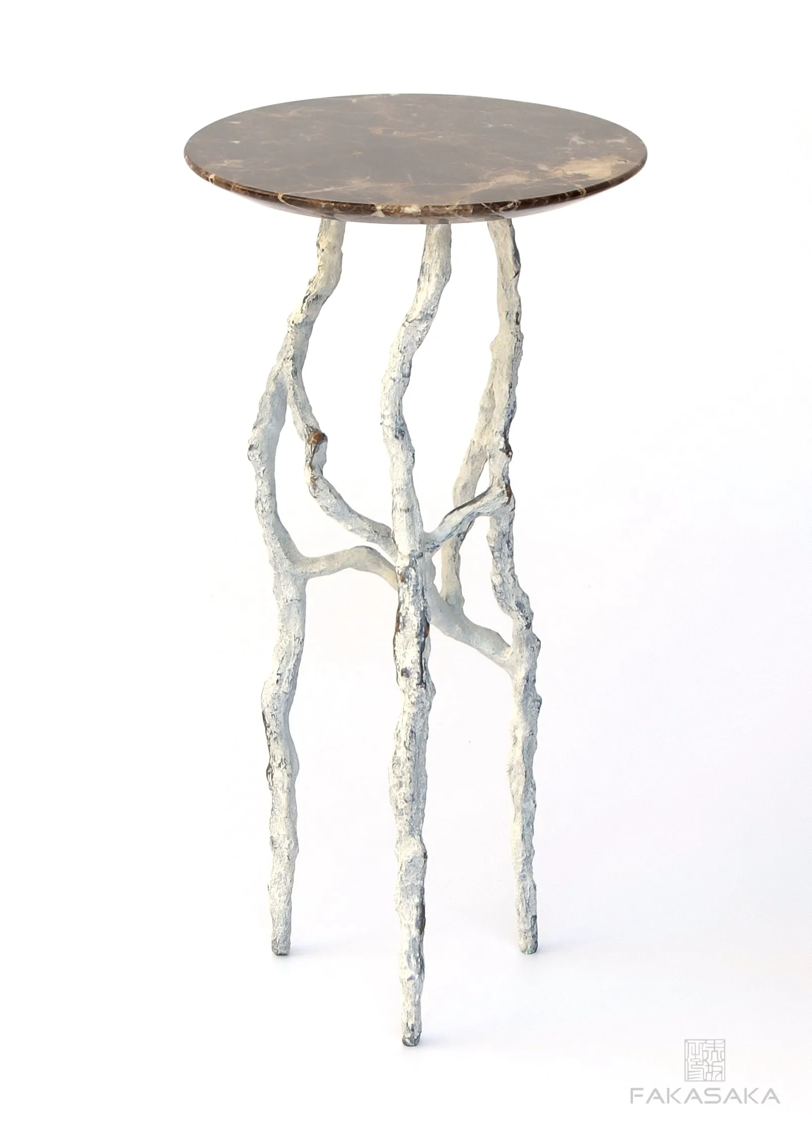 ALEXIA 3 DRINK TABLE<br><br>MARRON IMPERIAL MARBLE<br>OFF-WHITE BRONZE