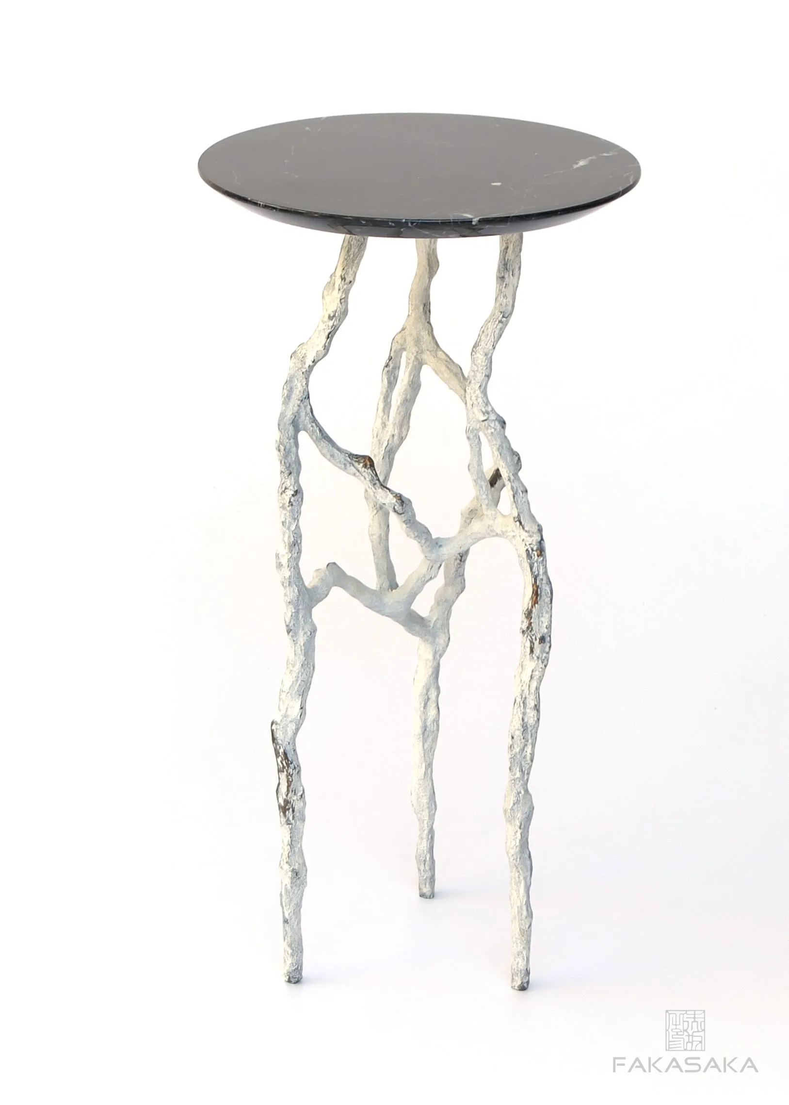 ALEXIA 3 DRINK TABLE<br><br>NERO MARQUINA MARBLE<br>OFF-WHITE BRONZE