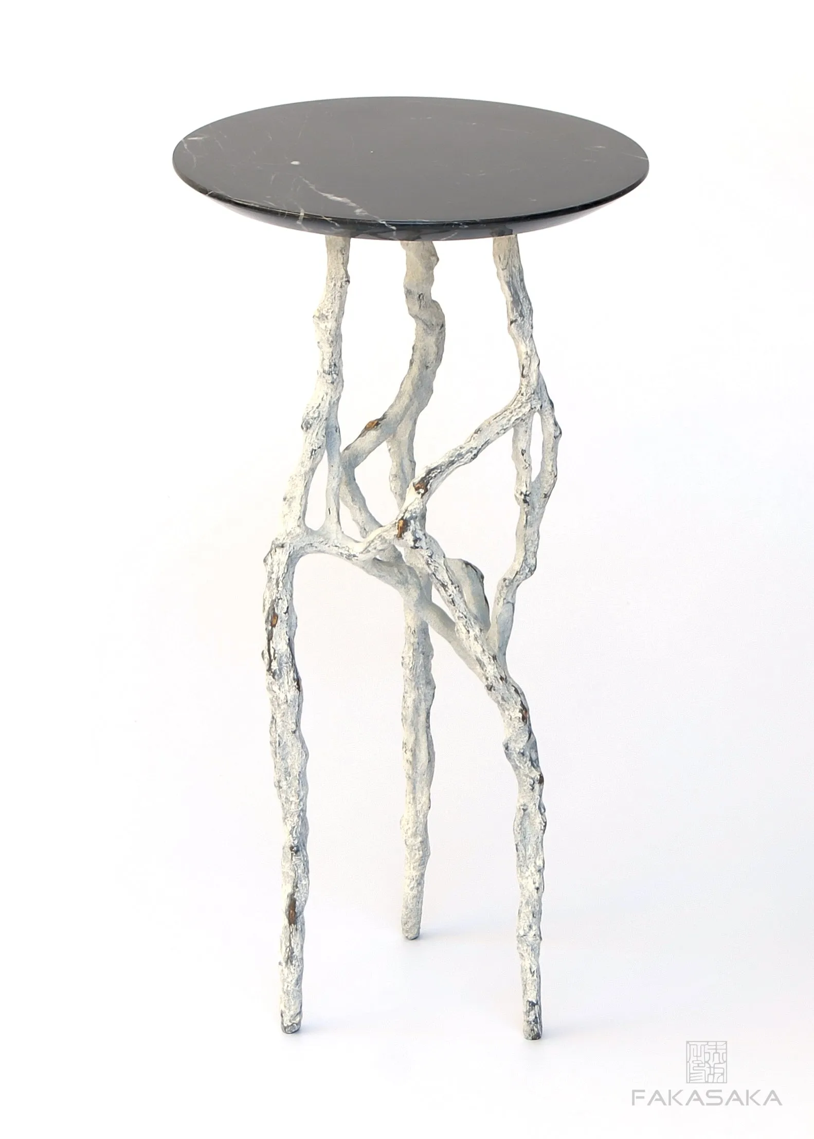 ALEXIA 3 DRINK TABLE<br><br>NERO MARQUINA MARBLE<br>OFF-WHITE BRONZE