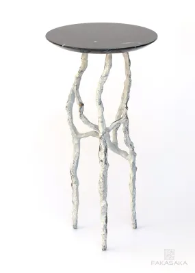 ALEXIA 3 DRINK TABLE<br><br>NERO MARQUINA MARBLE<br>OFF-WHITE BRONZE