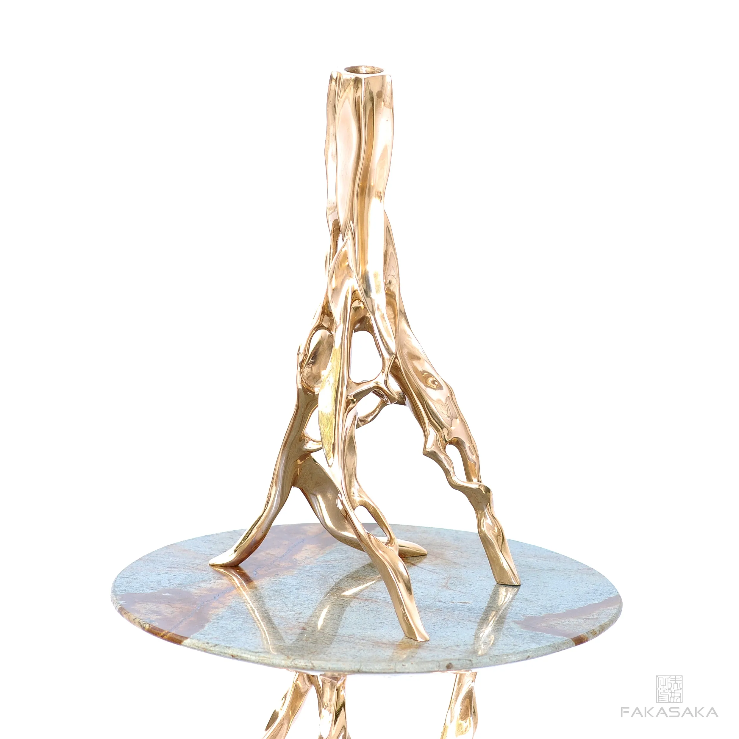 ALEXIA DRINK TABLE<br><br>BLUE MARE QUARTZITE<br>POLISHED BRONZE