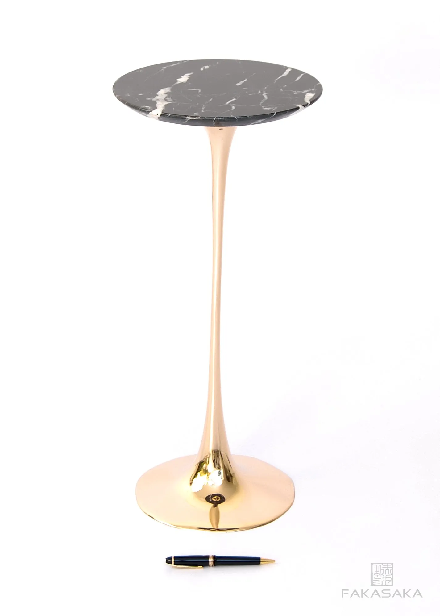 APPLE DRINK TABLE<br><br>NERO MARQUINA MARBLE<br>POLISHED BRONZE