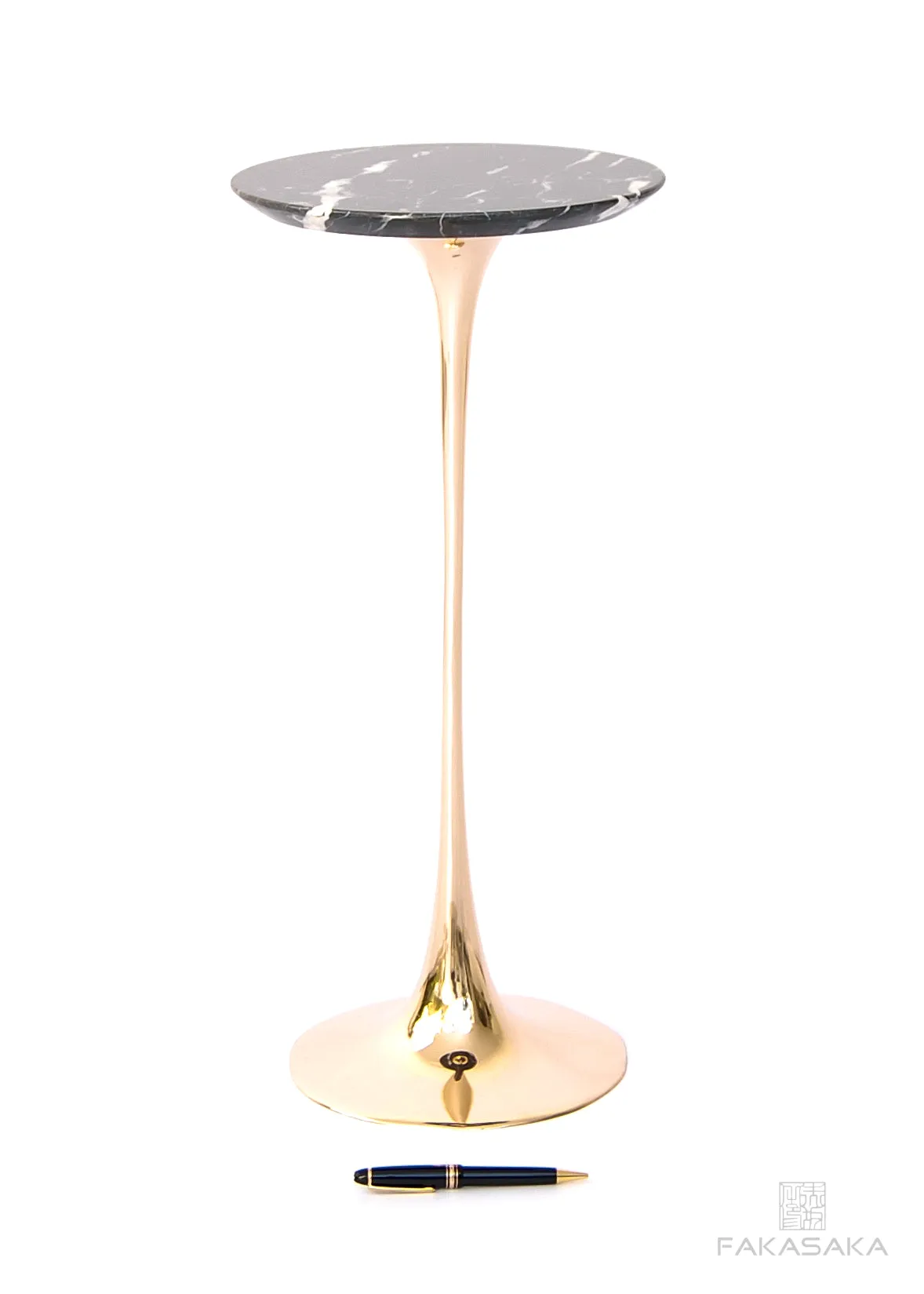 APPLE DRINK TABLE<br><br>NERO MARQUINA MARBLE<br>POLISHED BRONZE