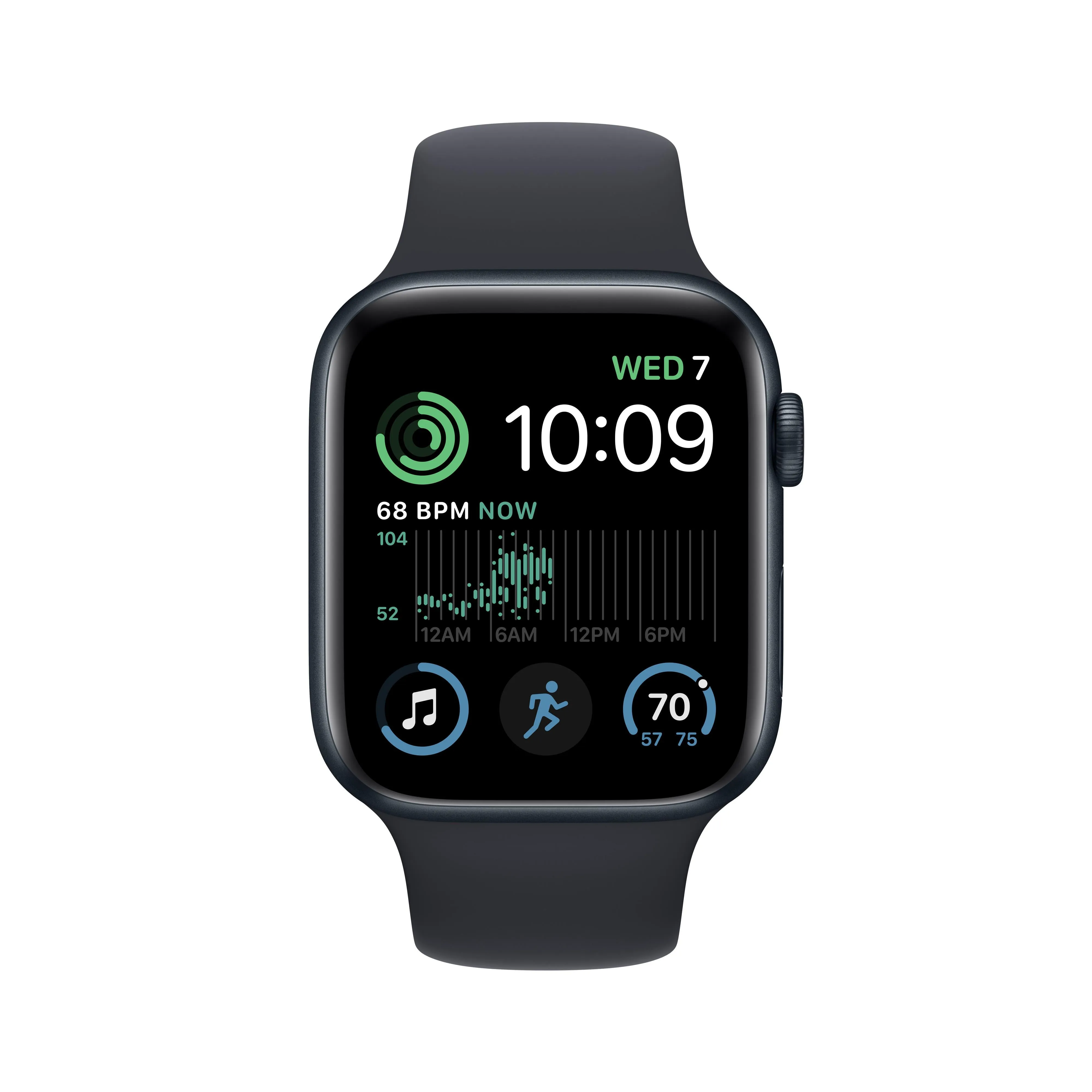 Apple Watch SE GPS 44mm Midnight Aluminium Case with Midnight Sport Band - Regular