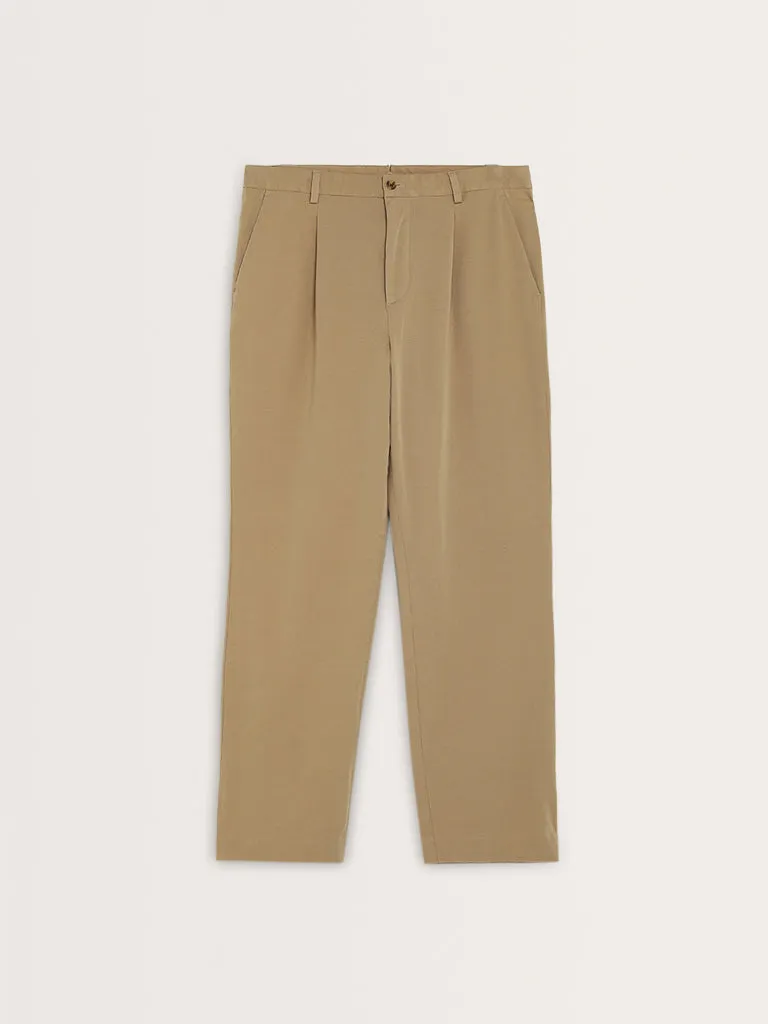 Ascot Beige Relaxed-Fit Mid-Rise Cotton Chinos