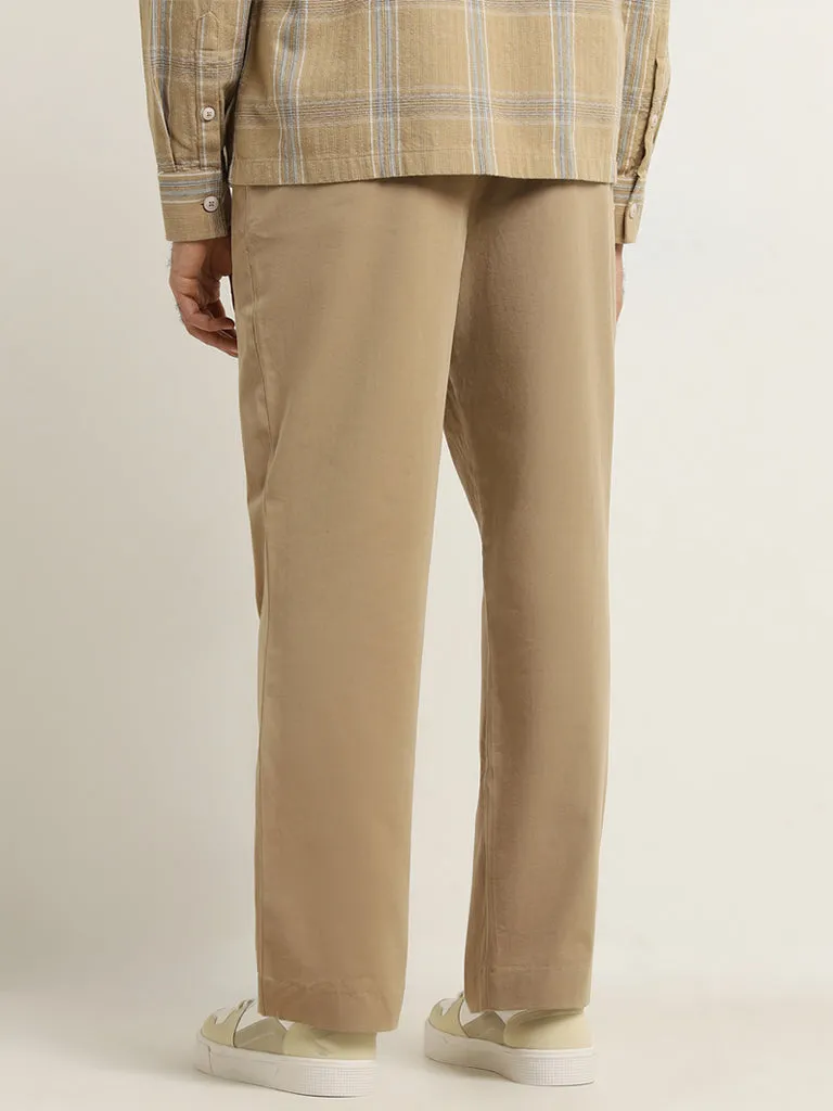 Ascot Beige Relaxed-Fit Mid-Rise Cotton Chinos