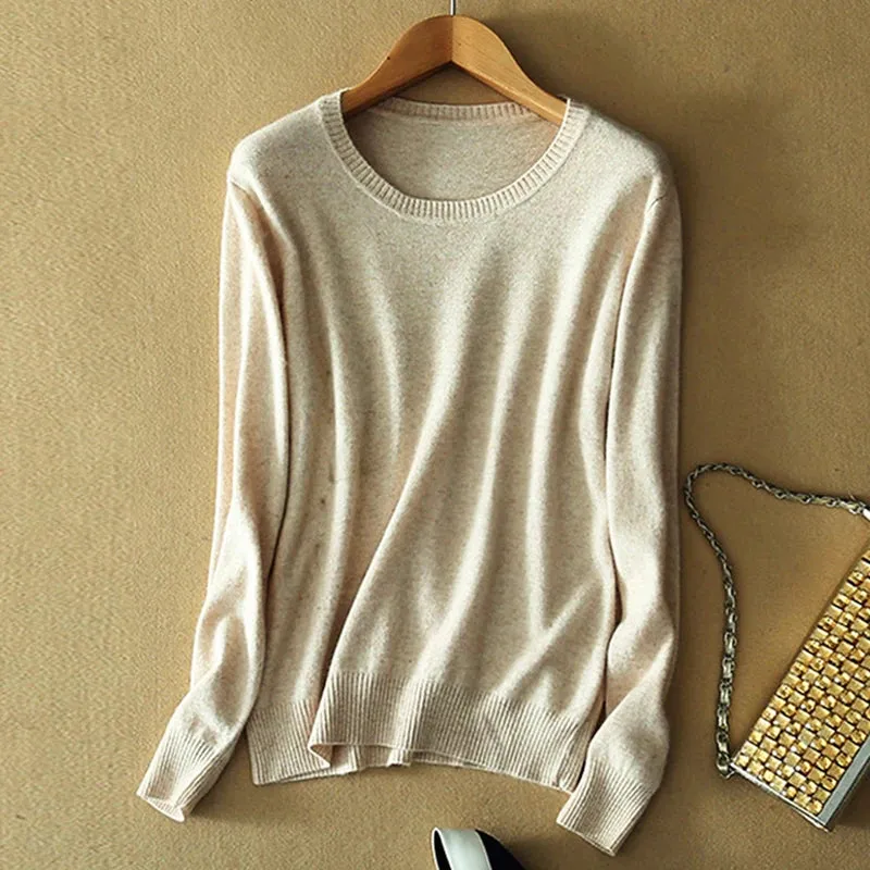 Autumn and Winter Cashmere Sweaters Women Soft Warm Casual Pullovers Fashion Solid Color Knitwear O-Neck Bottoming Shirt 2024