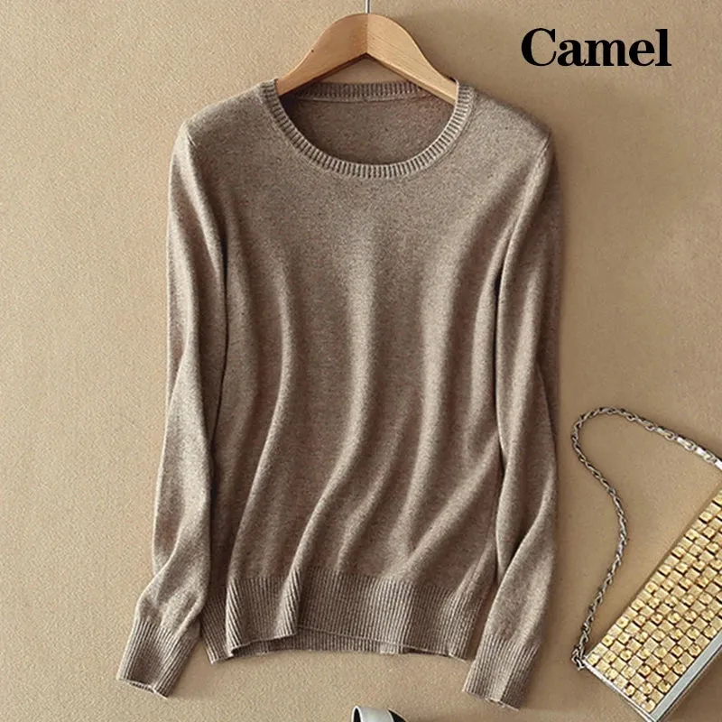 Autumn and Winter Cashmere Sweaters Women Soft Warm Casual Pullovers Fashion Solid Color Knitwear O-Neck Bottoming Shirt 2024