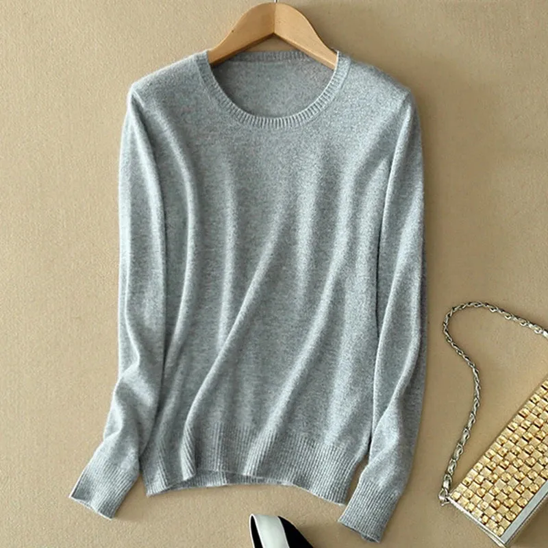 Autumn and Winter Cashmere Sweaters Women Soft Warm Casual Pullovers Fashion Solid Color Knitwear O-Neck Bottoming Shirt 2024