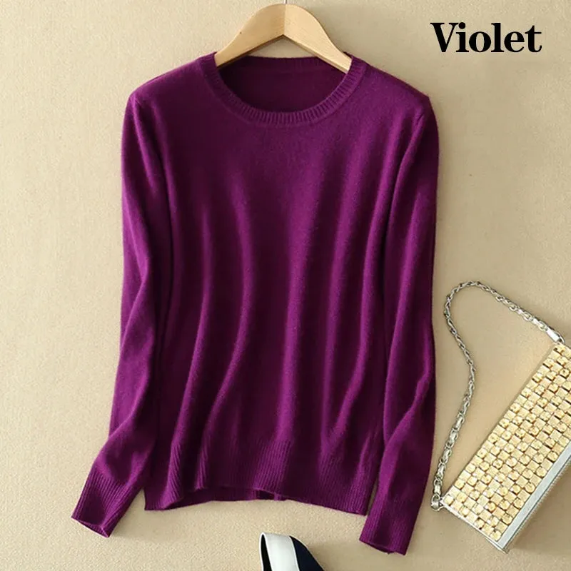 Autumn and Winter Cashmere Sweaters Women Soft Warm Casual Pullovers Fashion Solid Color Knitwear O-Neck Bottoming Shirt 2024