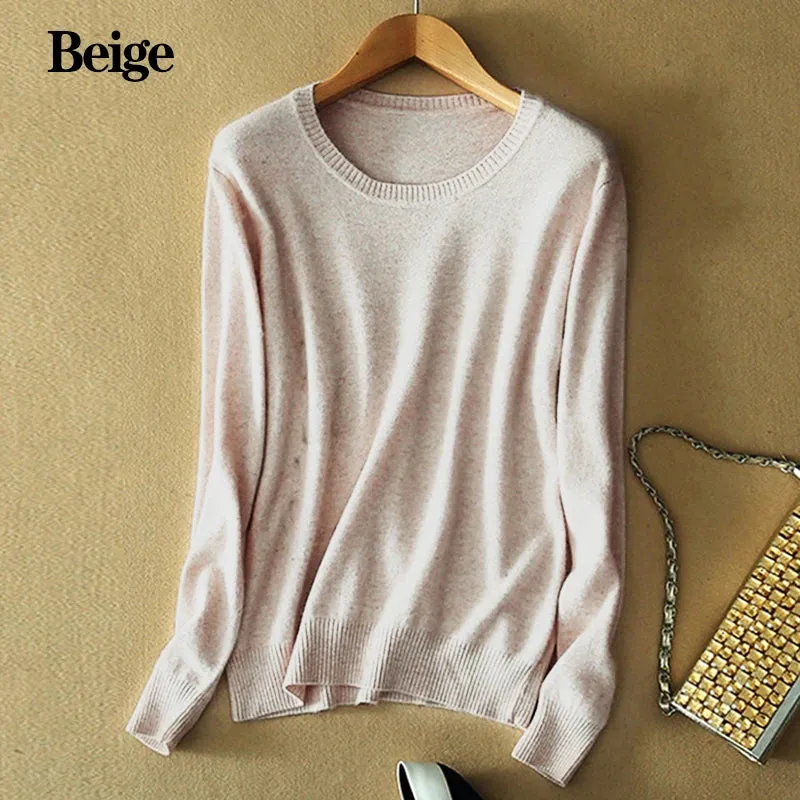 Autumn and Winter Cashmere Sweaters Women Soft Warm Casual Pullovers Fashion Solid Color Knitwear O-Neck Bottoming Shirt 2024