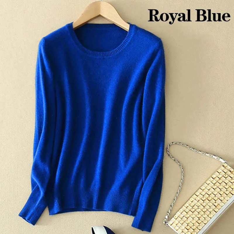 Autumn and Winter Cashmere Sweaters Women Soft Warm Casual Pullovers Fashion Solid Color Knitwear O-Neck Bottoming Shirt 2024