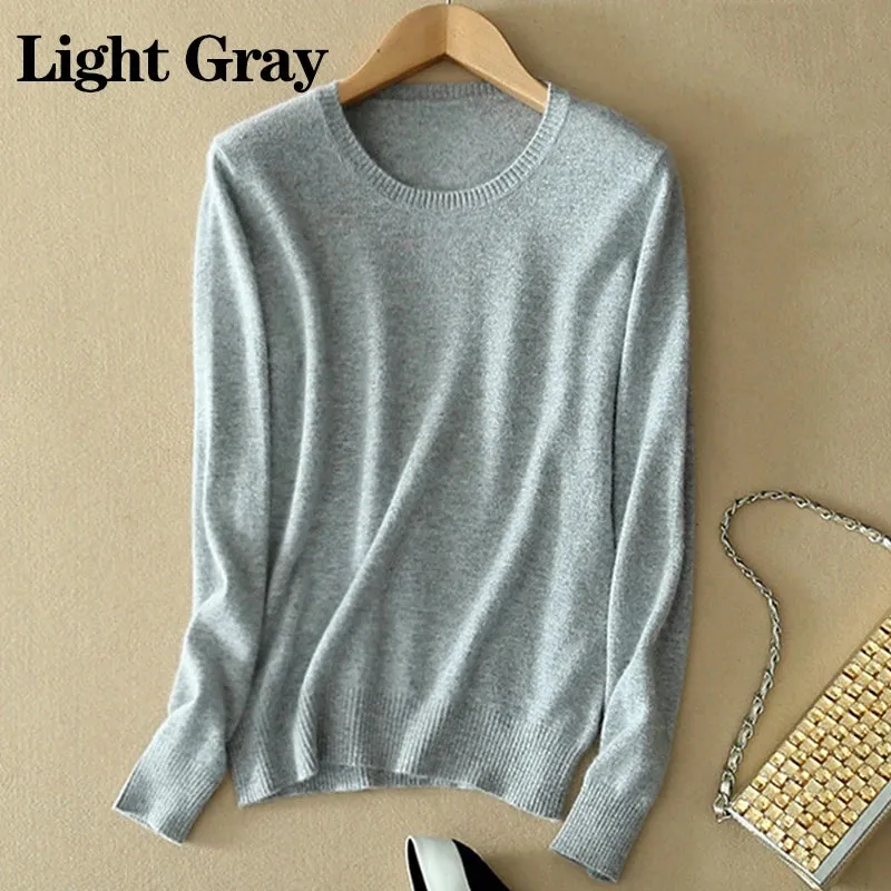 Autumn and Winter Cashmere Sweaters Women Soft Warm Casual Pullovers Fashion Solid Color Knitwear O-Neck Bottoming Shirt 2024