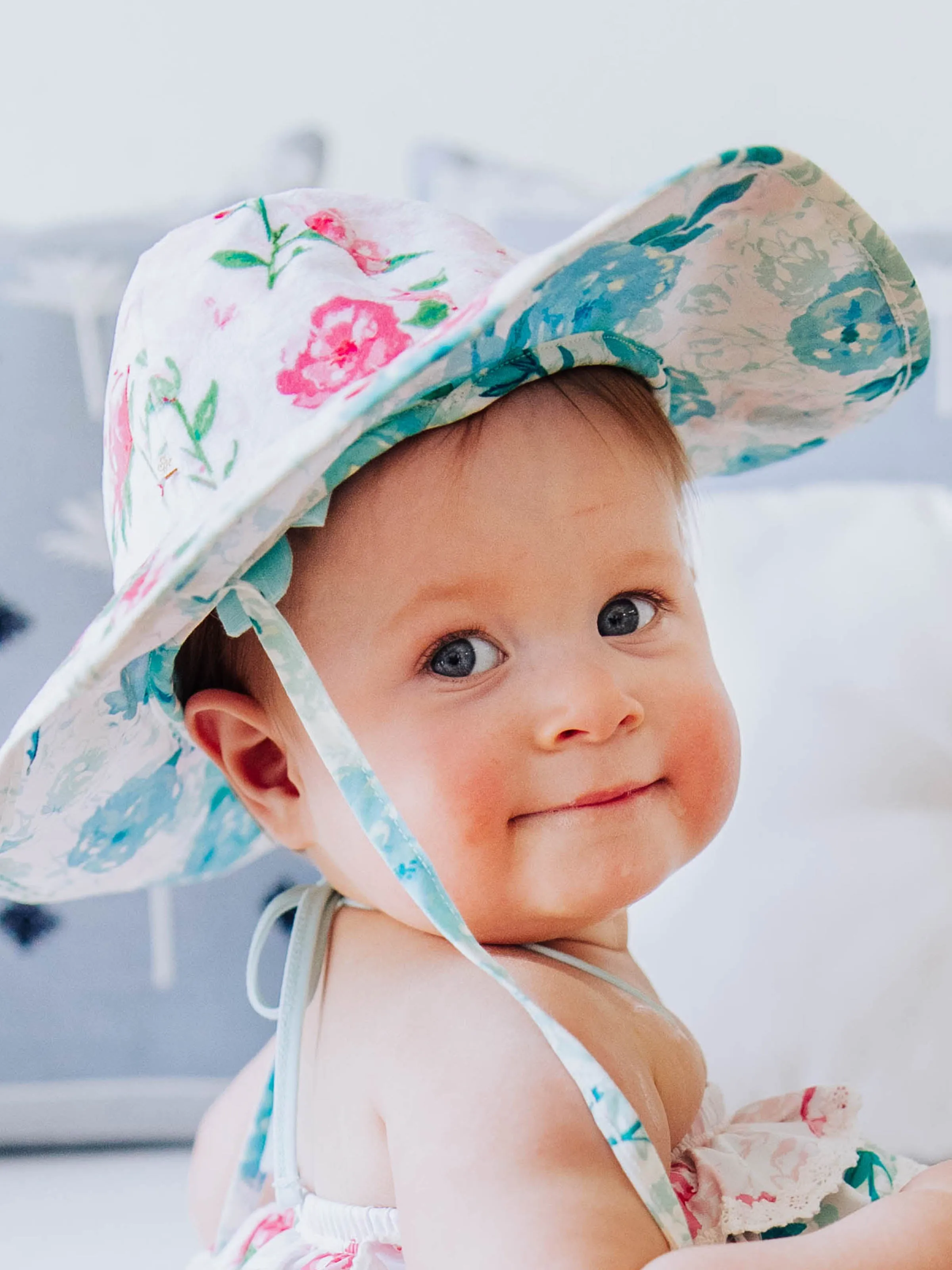 Baby Sunhat - Raspberry Roses