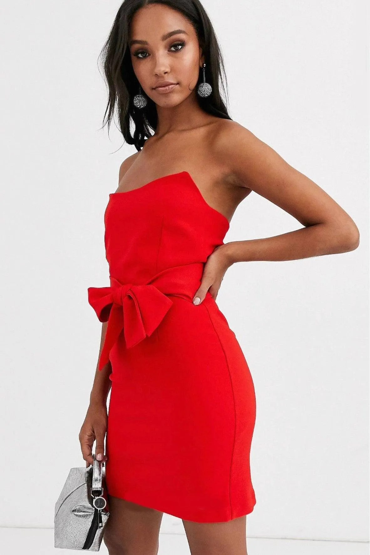 Bandeau Mini Dress with Tie Waist