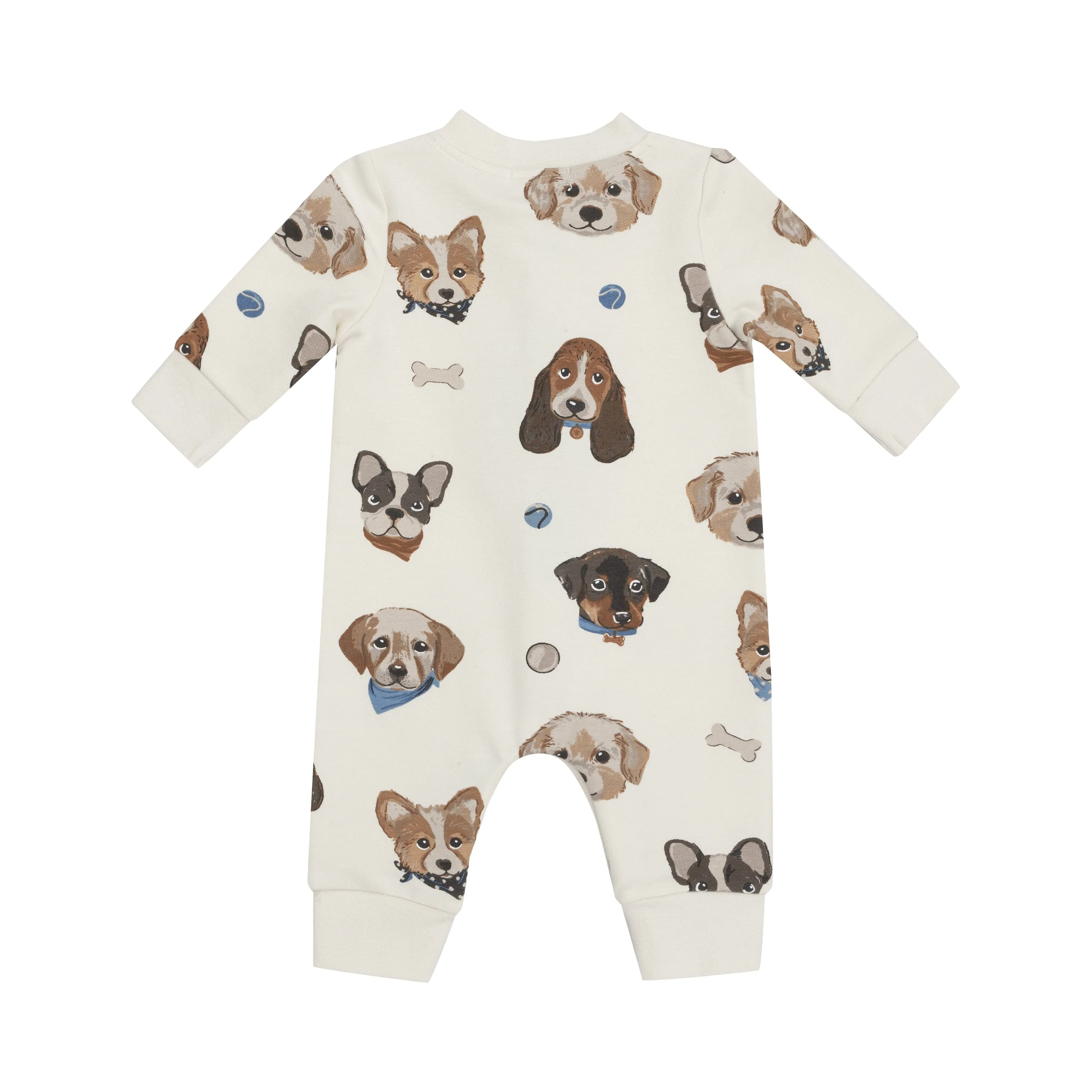 Baseball Collar Romper | Vintage Puppy Faces