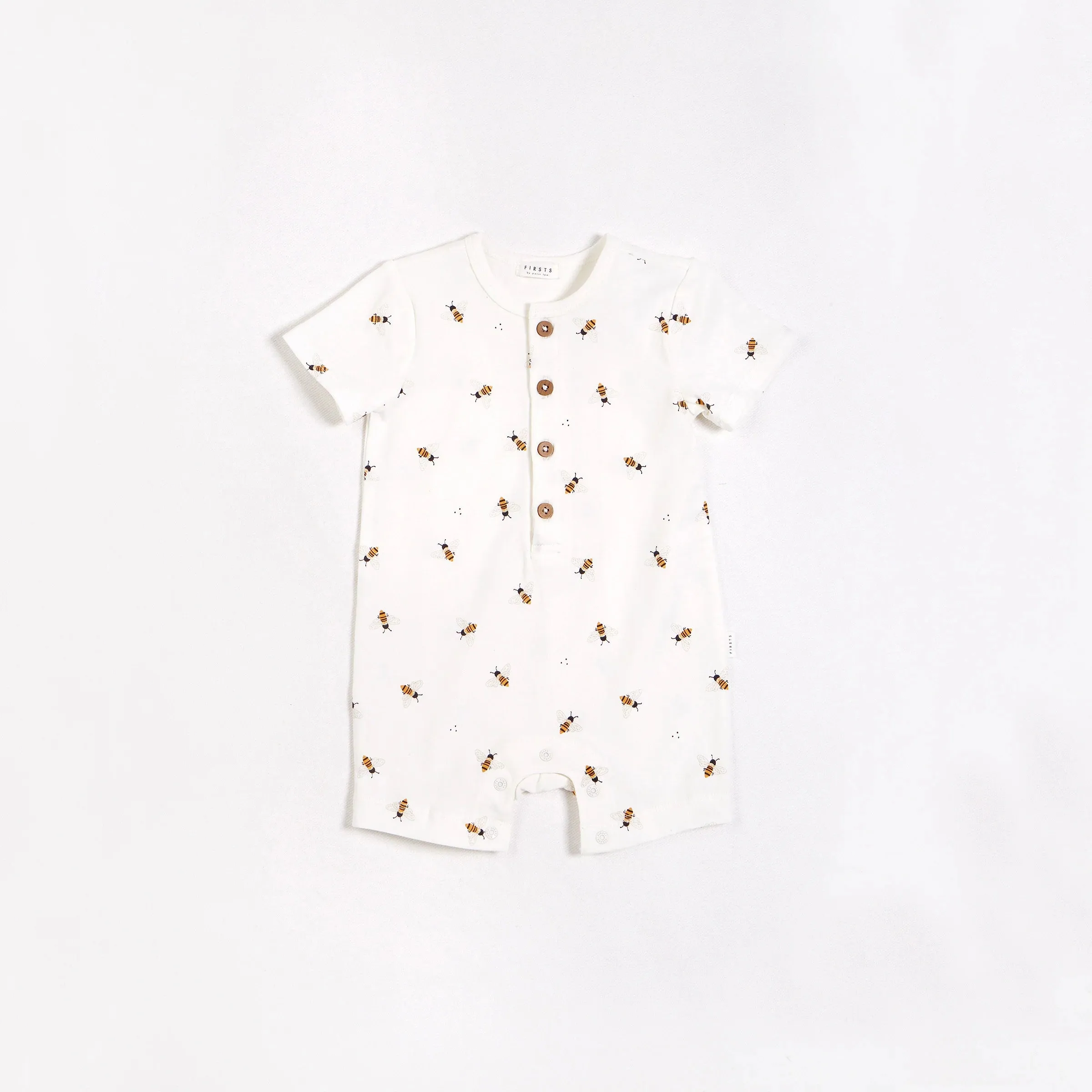 Bees Print on Henley Jersey Romper | Petit Lem