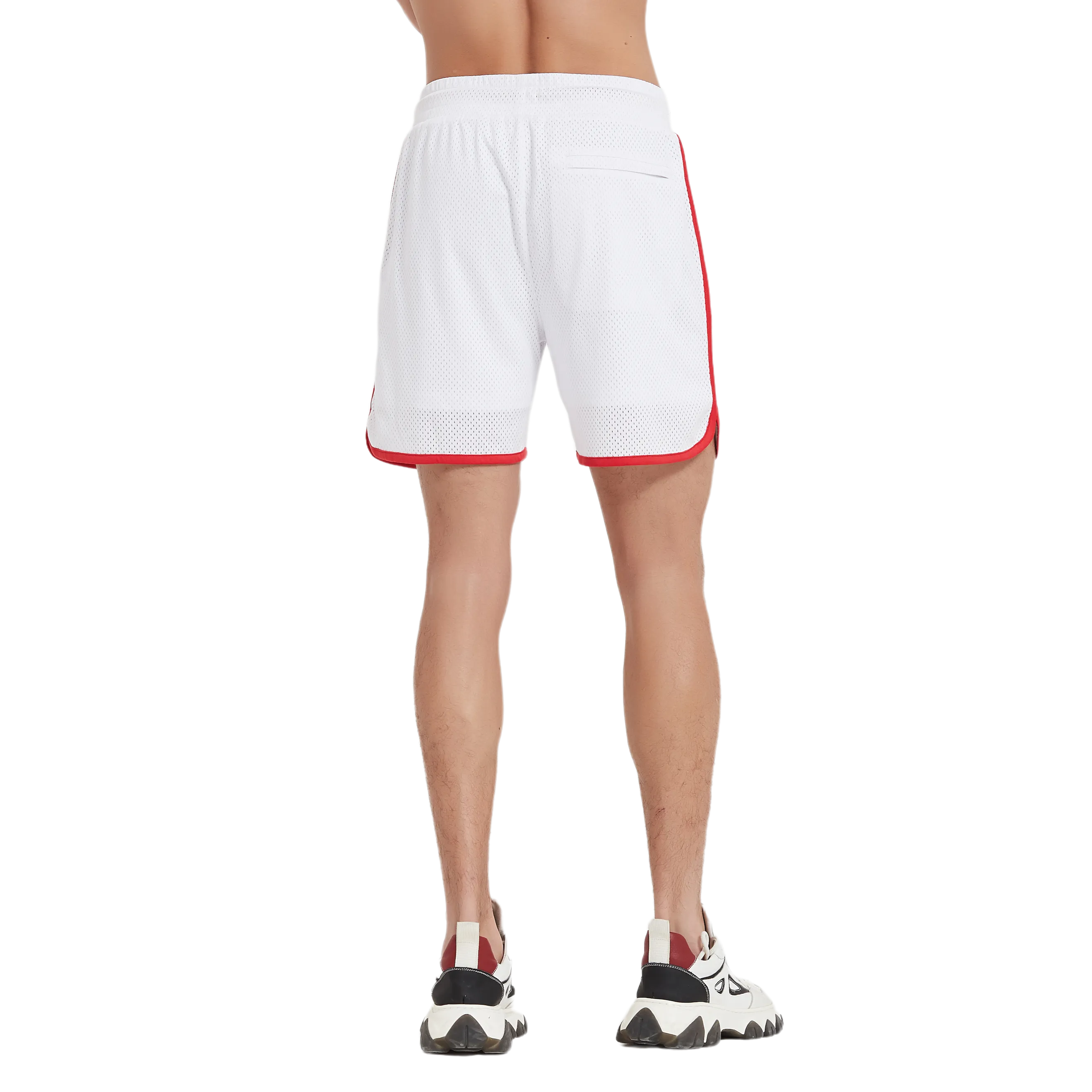 Botanic Mesh Gym Short - White w. Red Taping