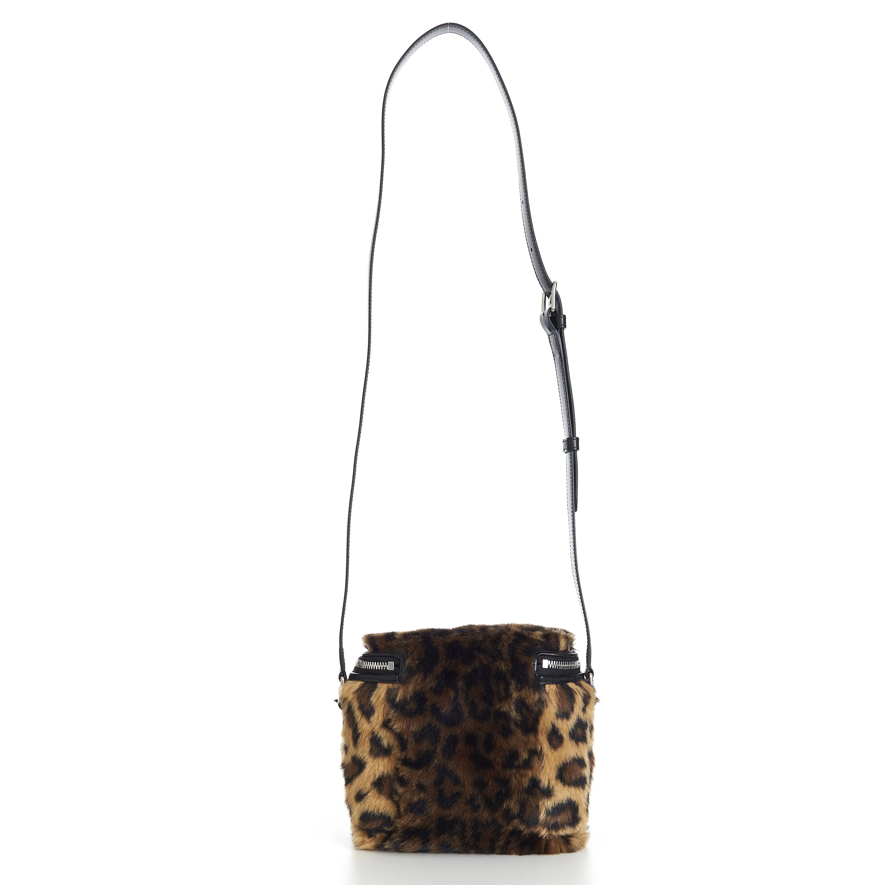 Box Bag In Fluffy Leopard Textile With Celine Print