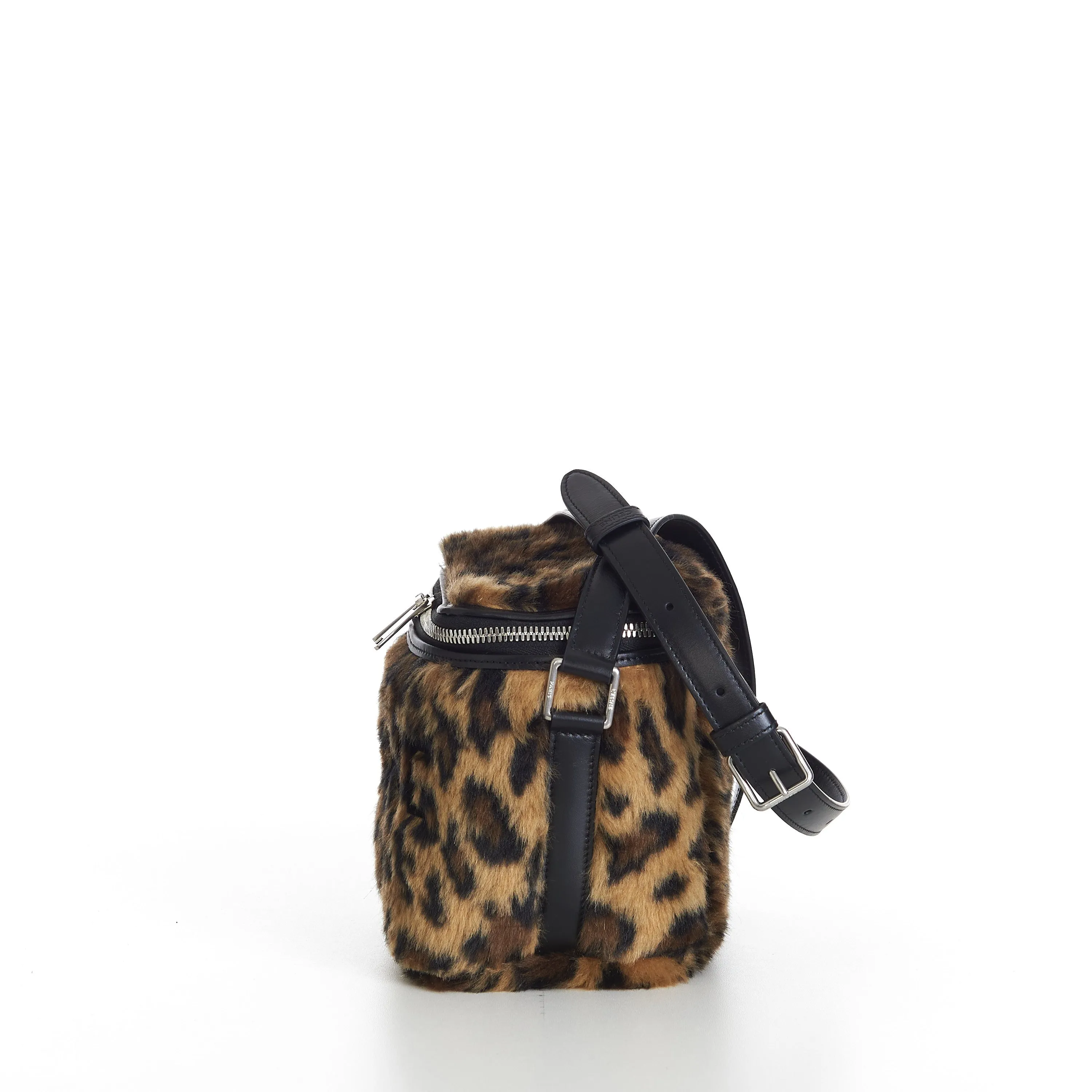 Box Bag In Fluffy Leopard Textile With Celine Print