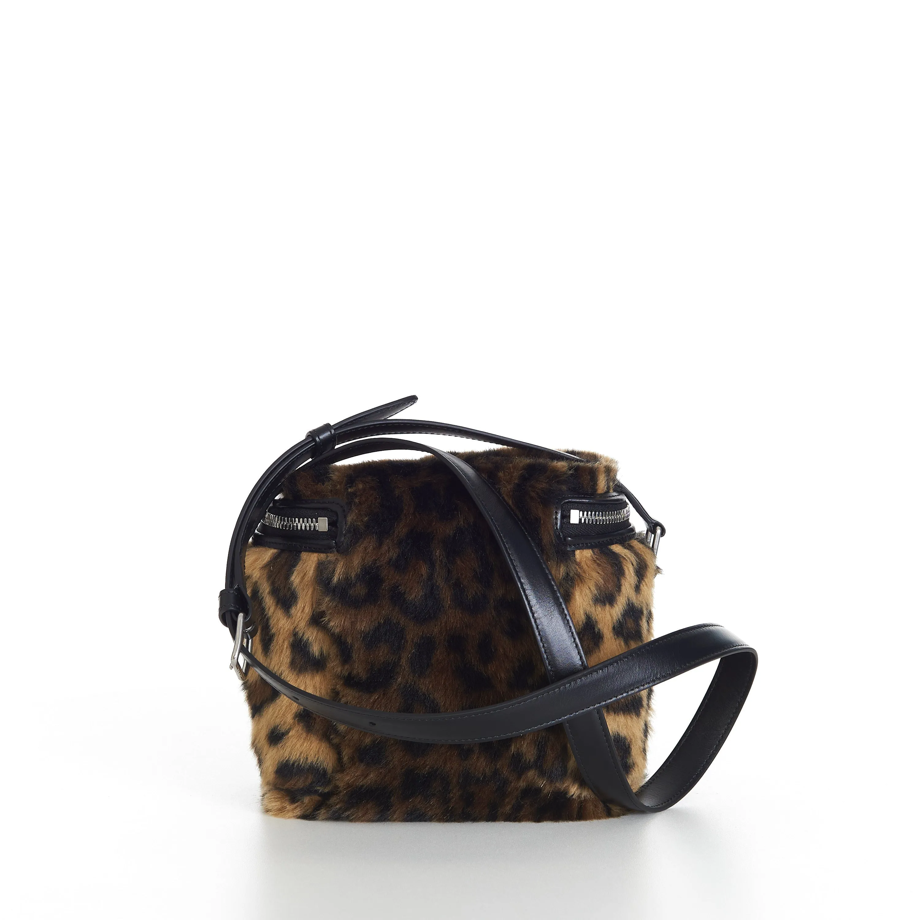 Box Bag In Fluffy Leopard Textile With Celine Print