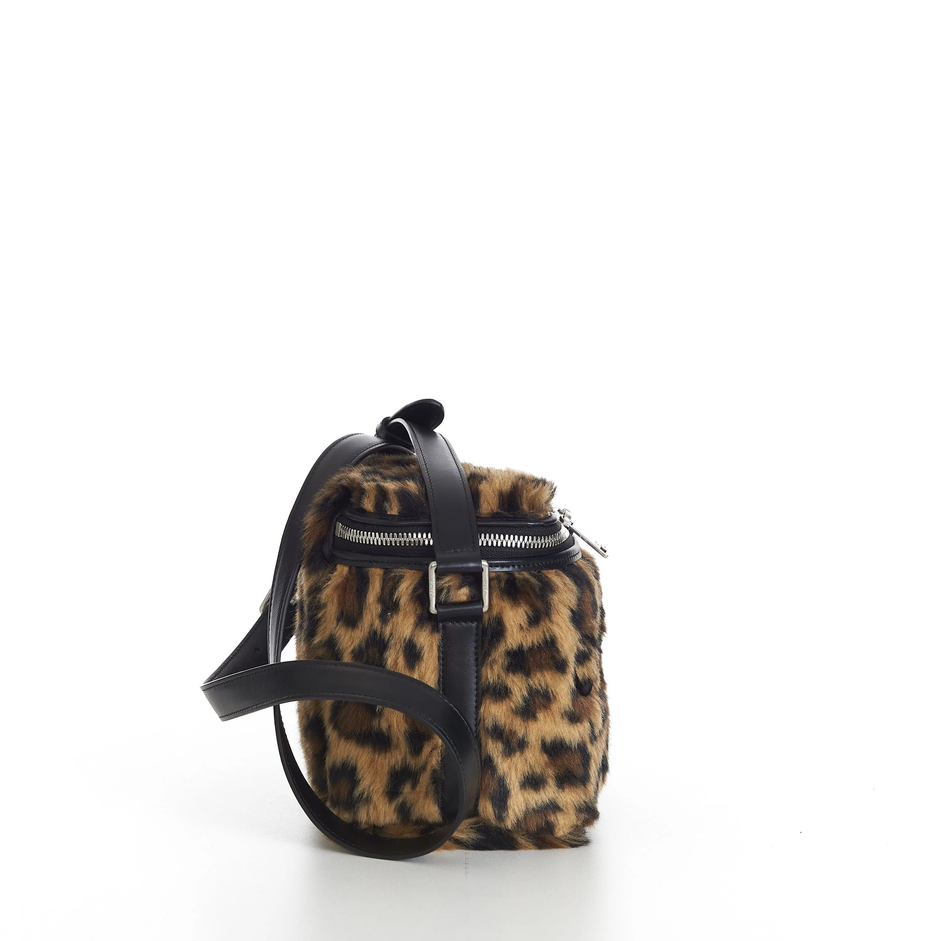 Box Bag In Fluffy Leopard Textile With Celine Print