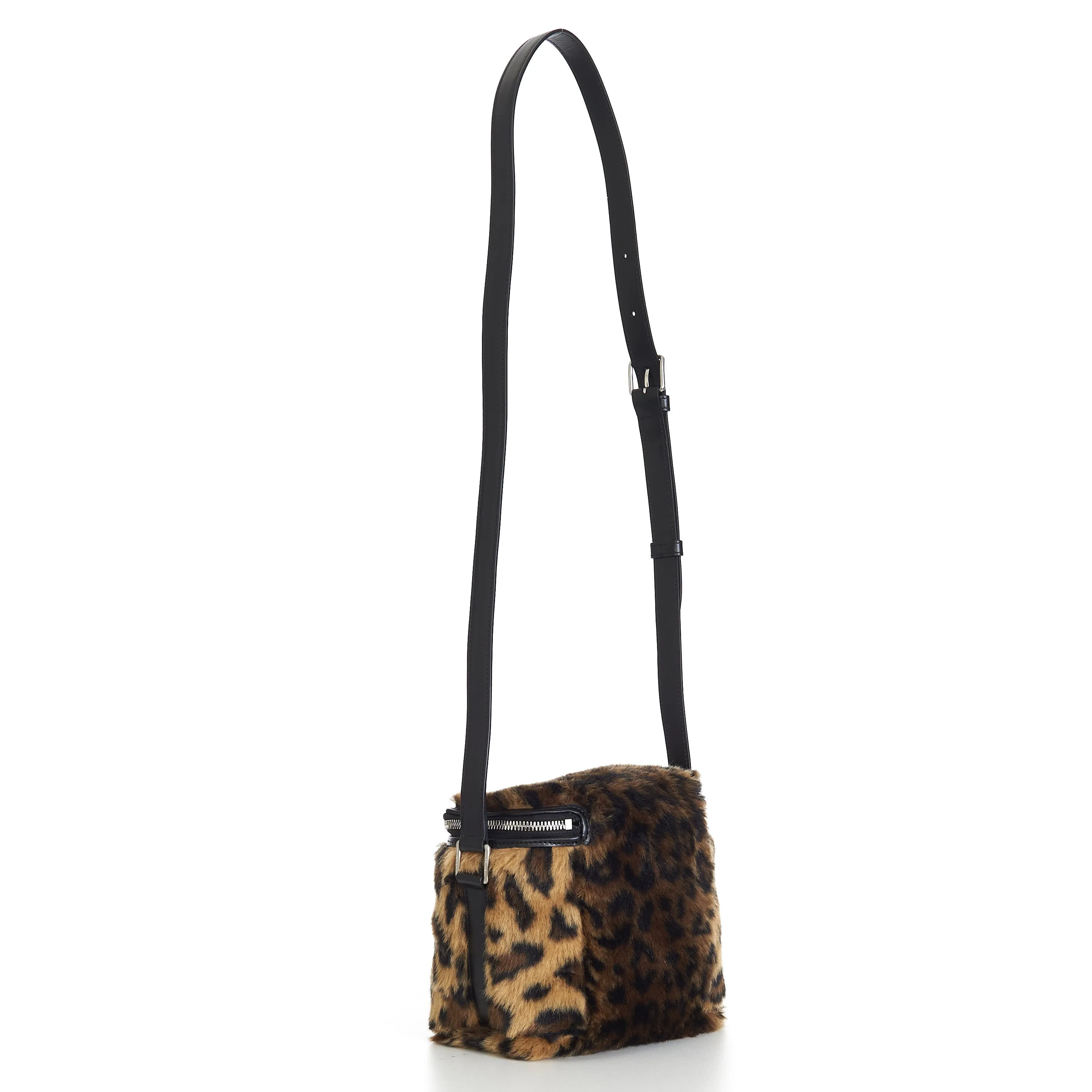 Box Bag In Fluffy Leopard Textile With Celine Print