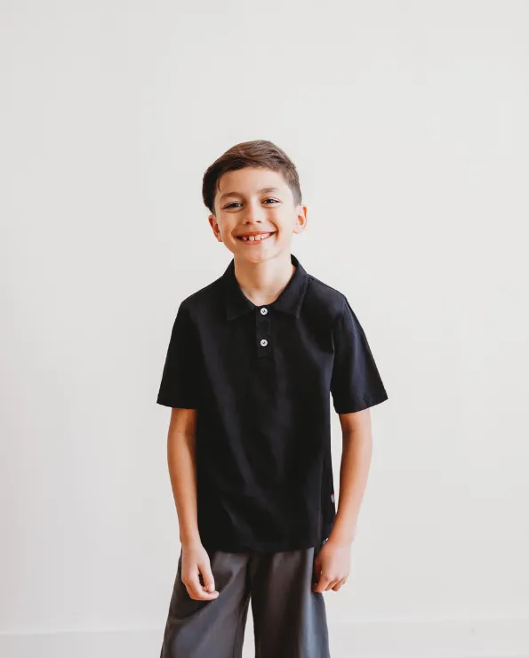 Boys Soft Cotton Jersey 2-Button Short Sleeve Polo Shirt | Bright Light Blue