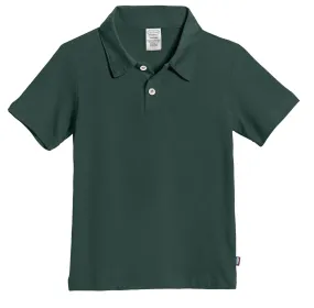 Boys Soft Cotton Jersey 2-Button Short Sleeve Polo Shirt | Uniform Hunter Green