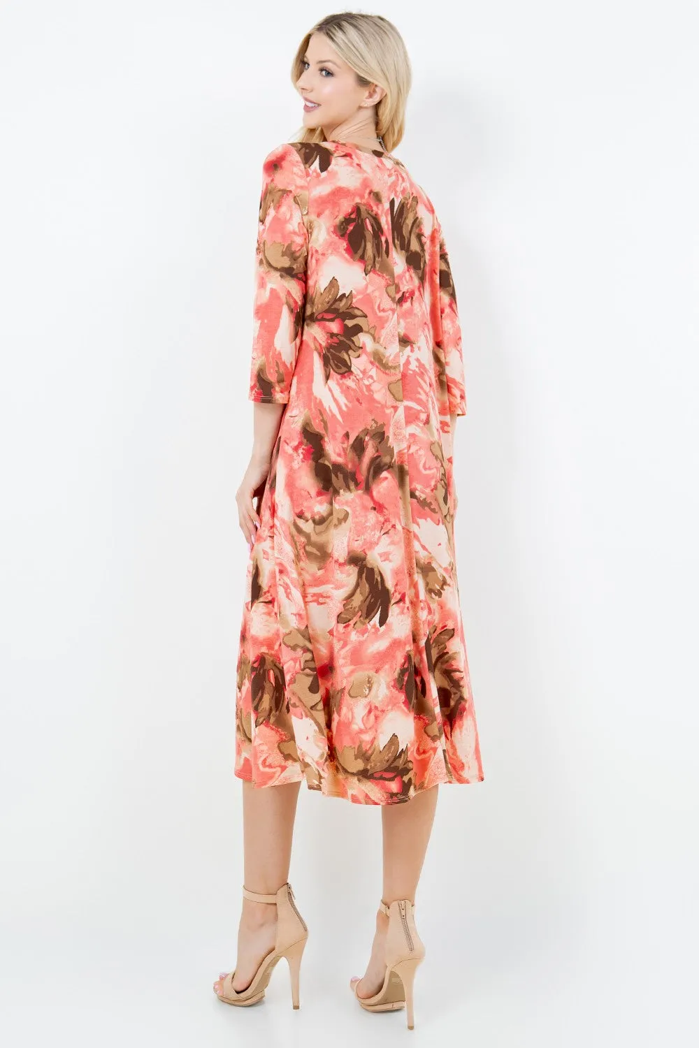 Brenda Coral & Tan Swing Dress