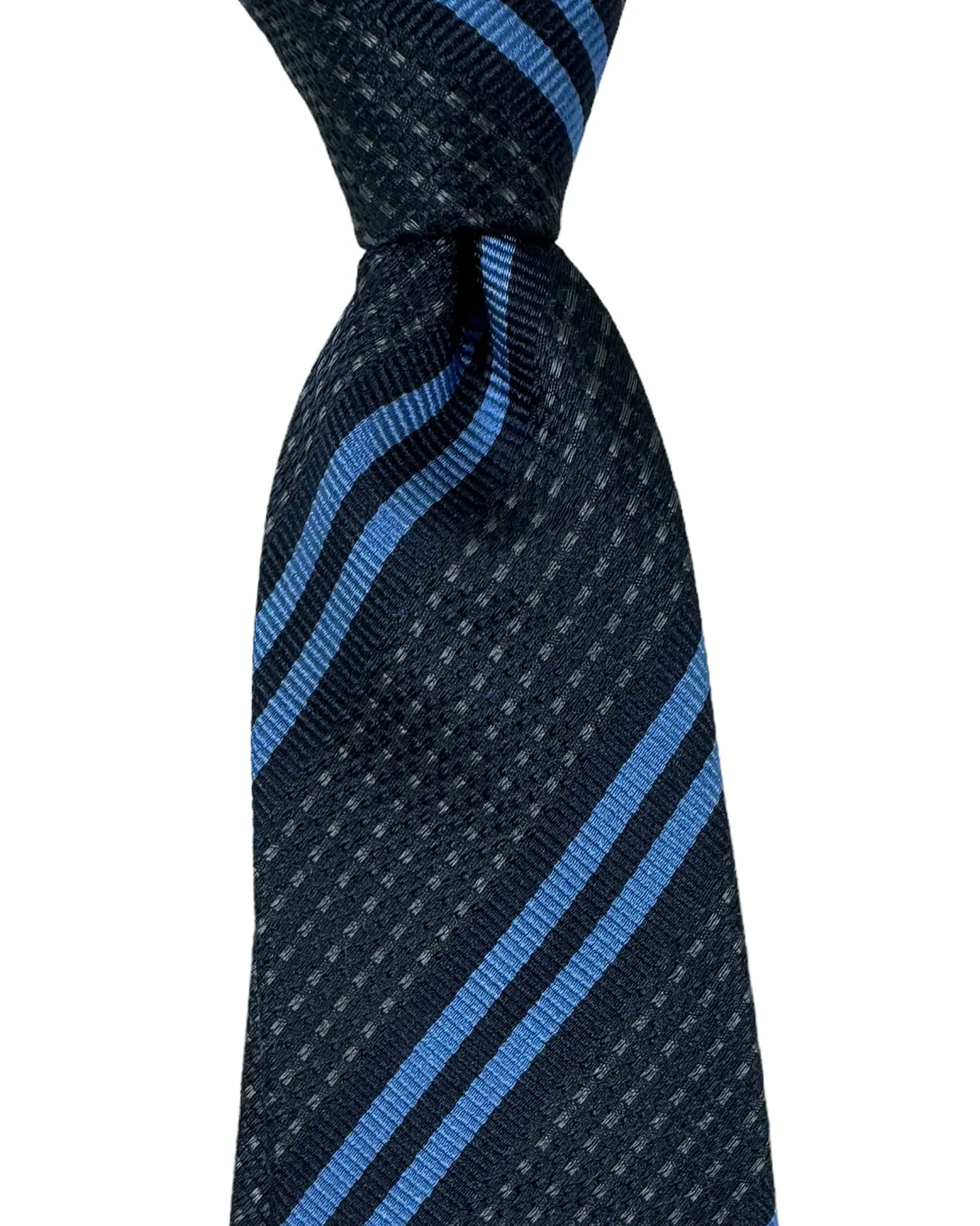 Canali Silk Tie Navy Gray Blue Stripes