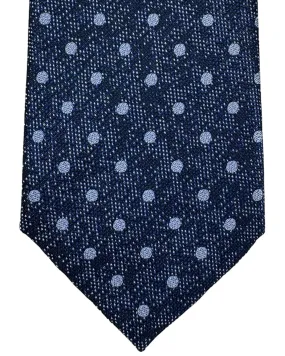 Canali Tie Midnight Blue Silver Mini Dots - Jacquard Silk