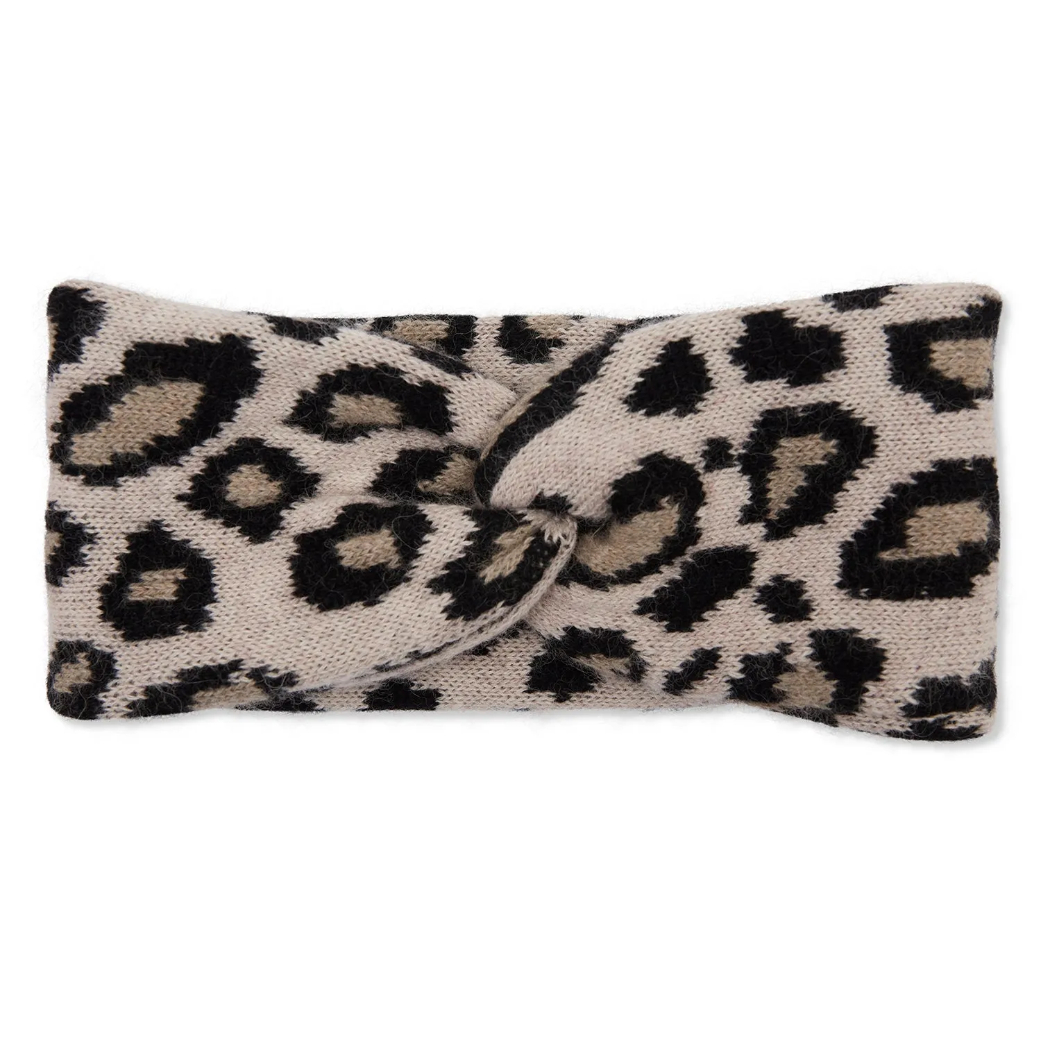 Cashmere Leopard Headband - Cream/Black