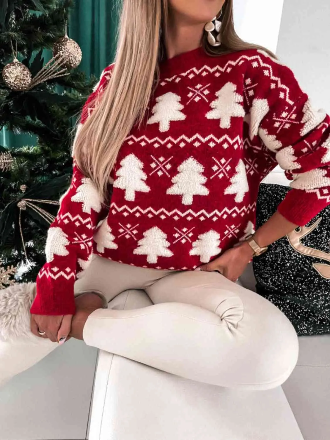 Christmas Tree Round Neck Sweater