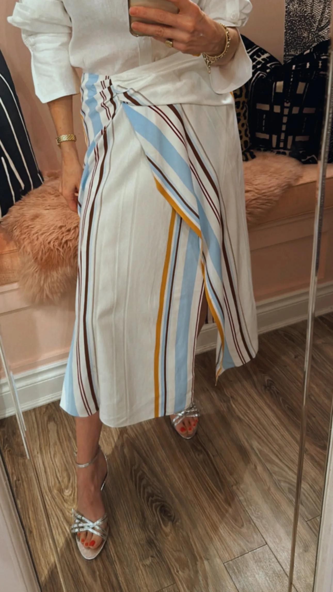 'Clara' Striped Midi Skirt