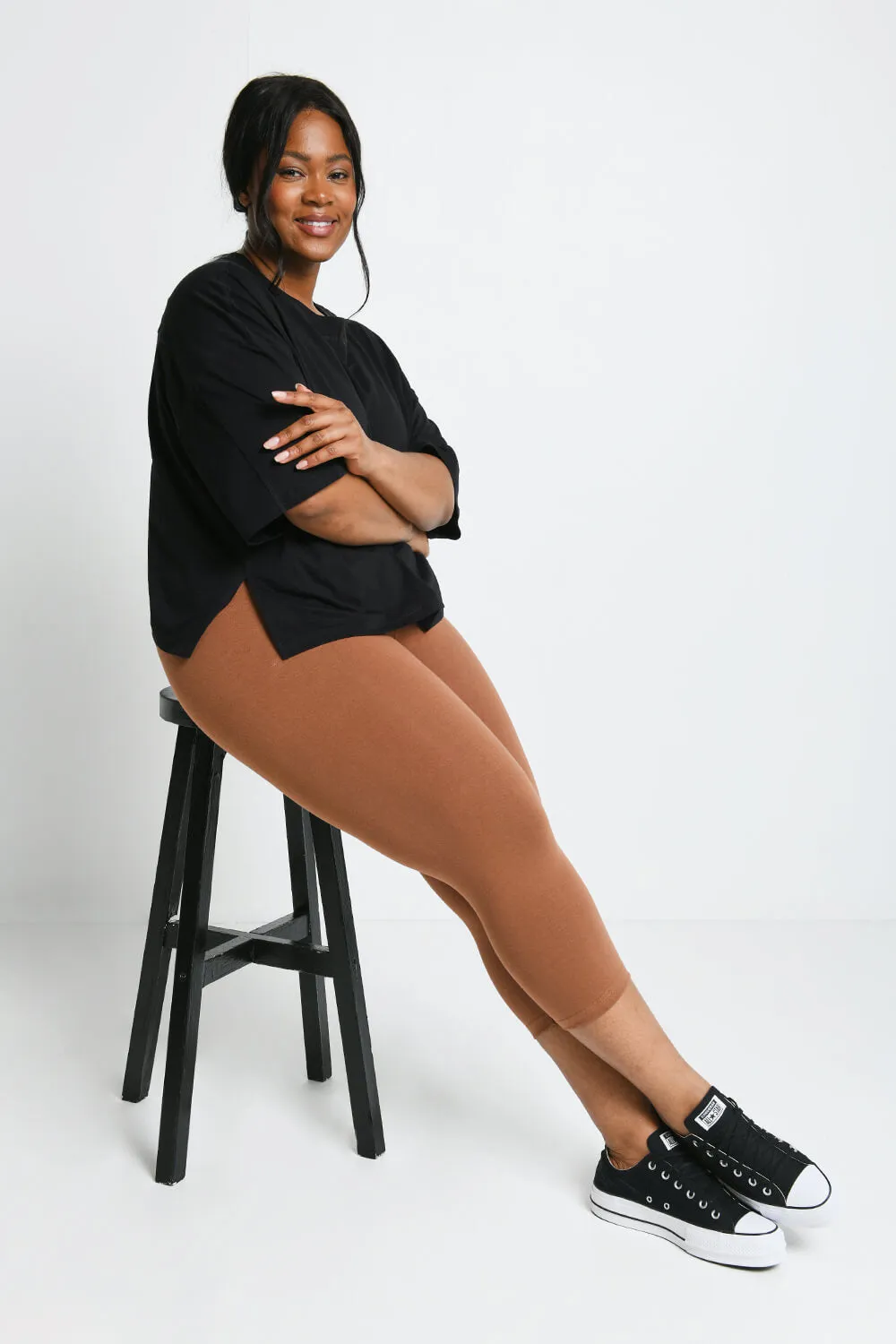 Curve Everyday Cropped Leggings - Mocha Brown