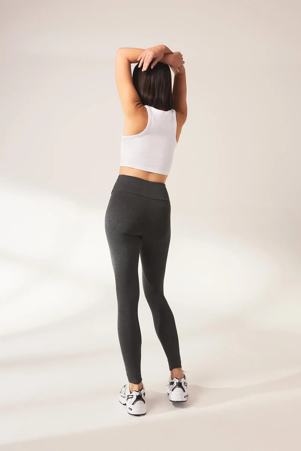 Curve Lightweight Everyday High Waisted Leggings - Dark Grey Marl