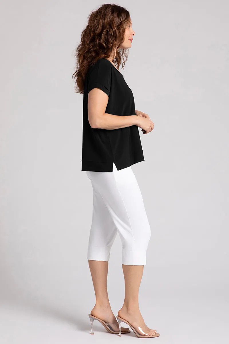 Dolman Scoop Neck Boxy Top | Black