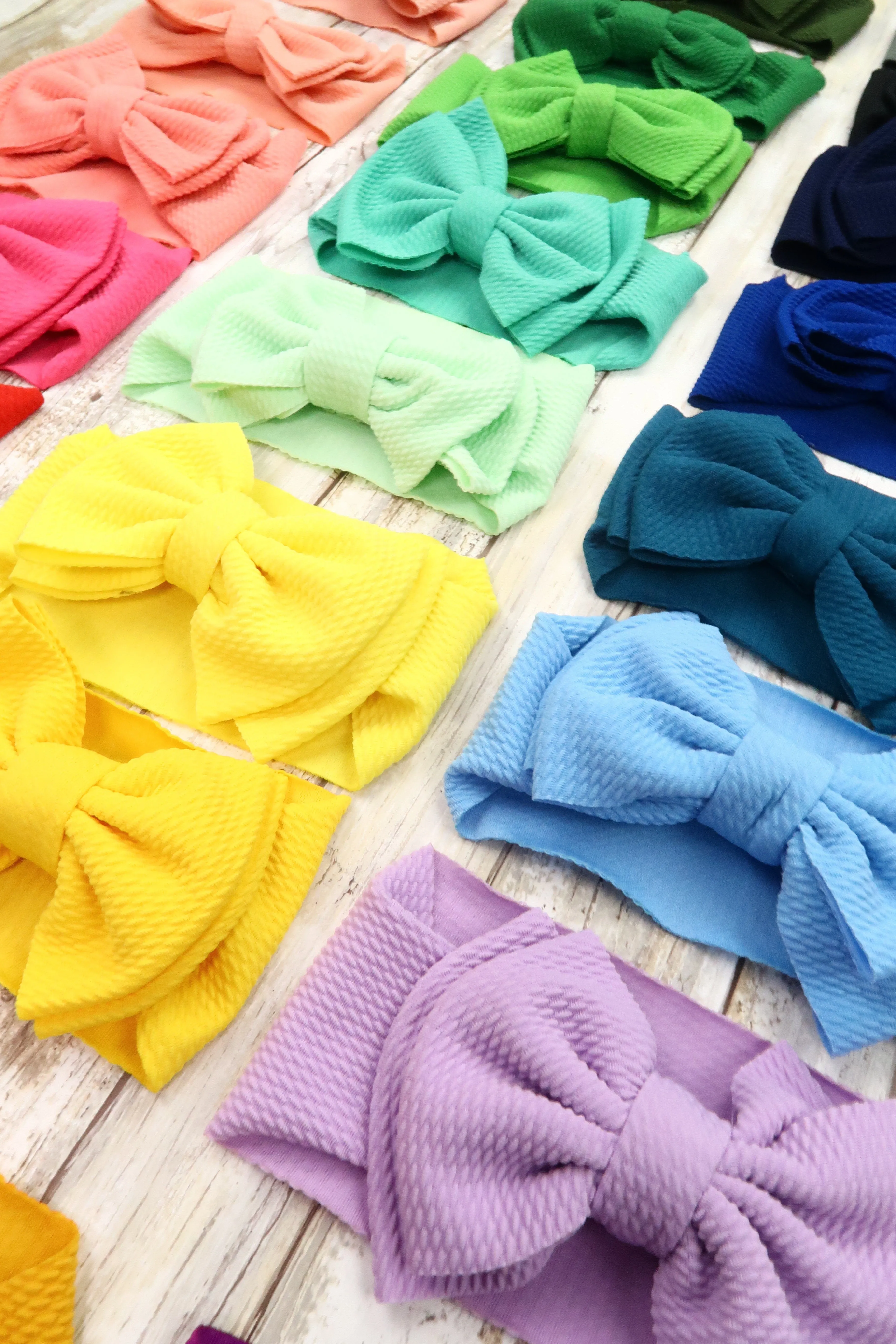 Double Layer Waffle Bow Headwrap - 32 Colors Available