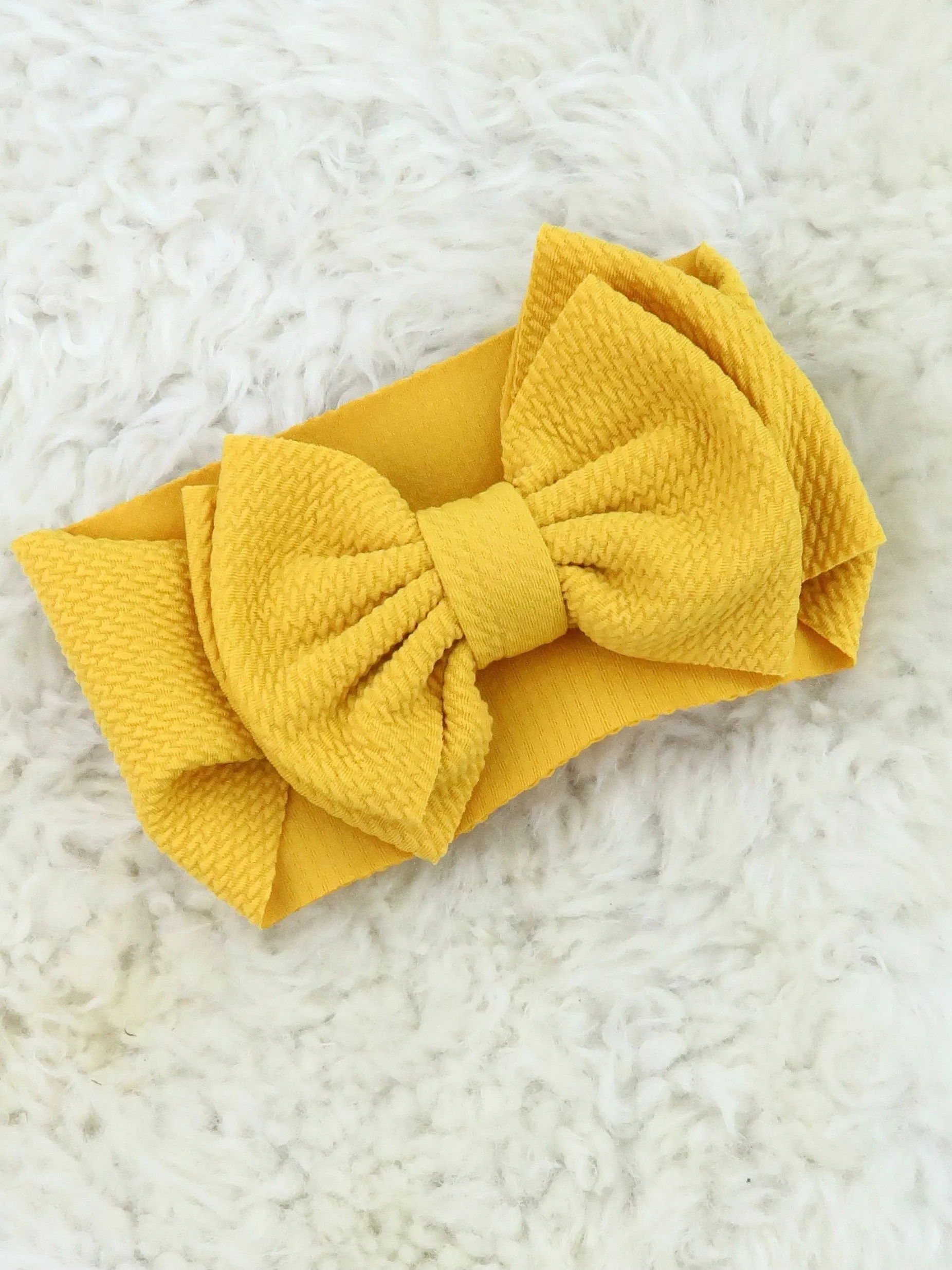 Double Layer Waffle Bow Headwrap - 32 Colors Available