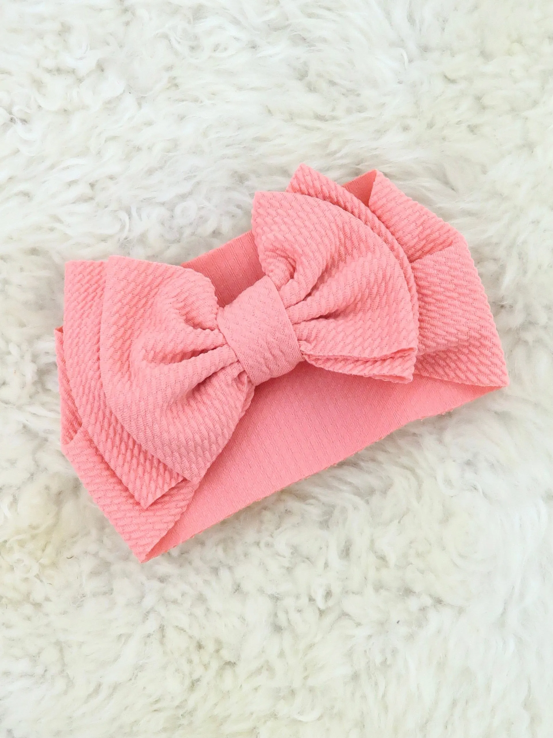 Double Layer Waffle Bow Headwrap - 32 Colors Available