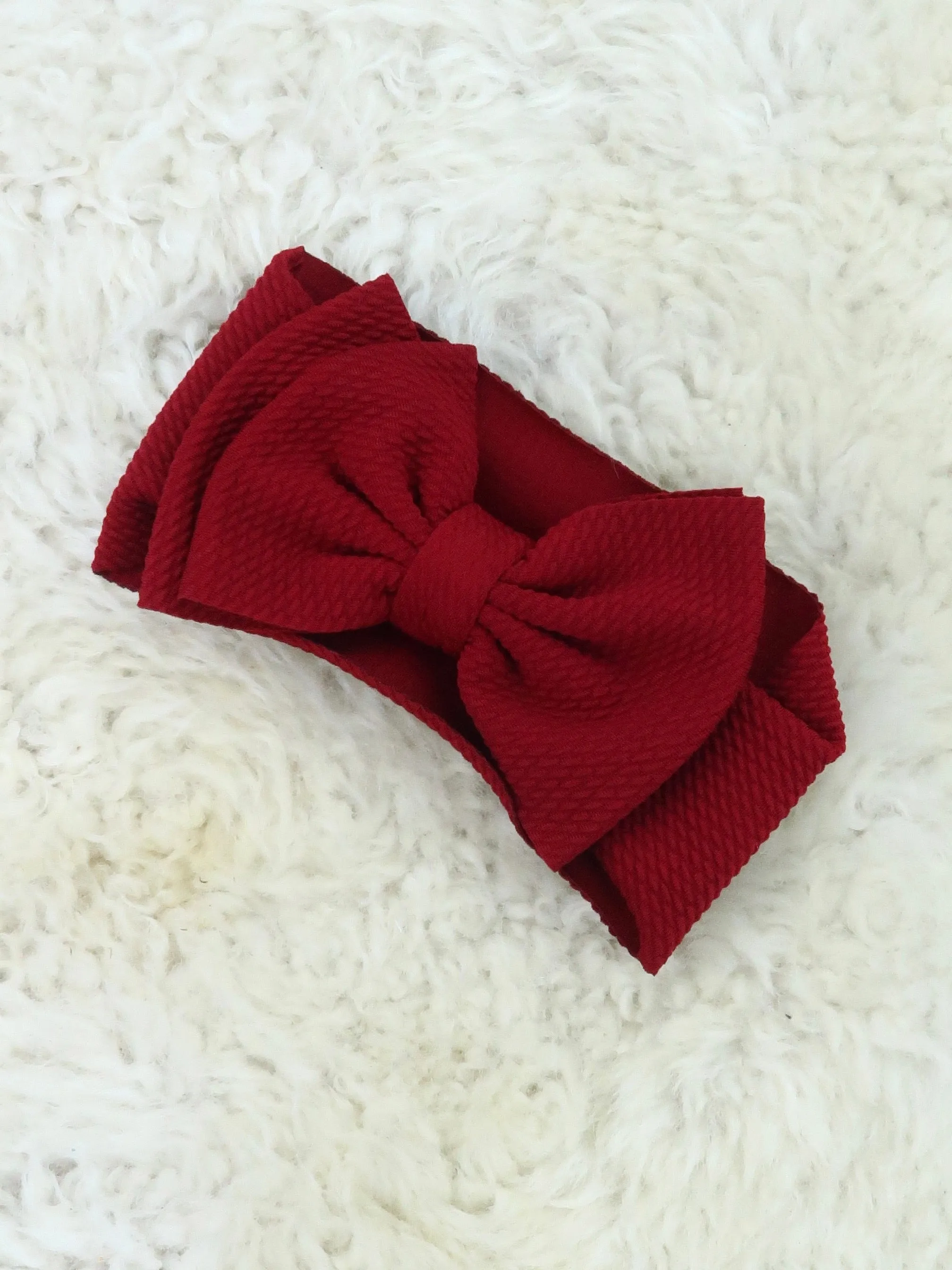 Double Layer Waffle Bow Headwrap - 32 Colors Available