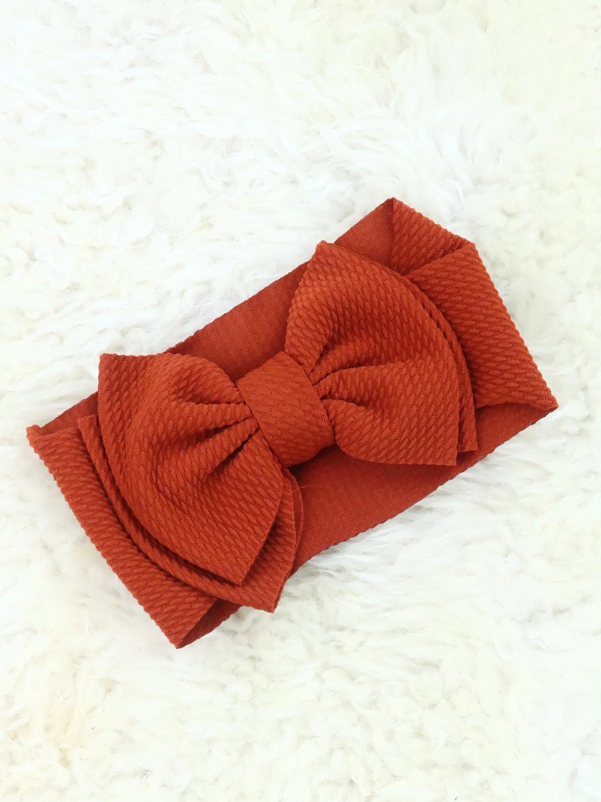 Double Layer Waffle Bow Headwrap - 32 Colors Available