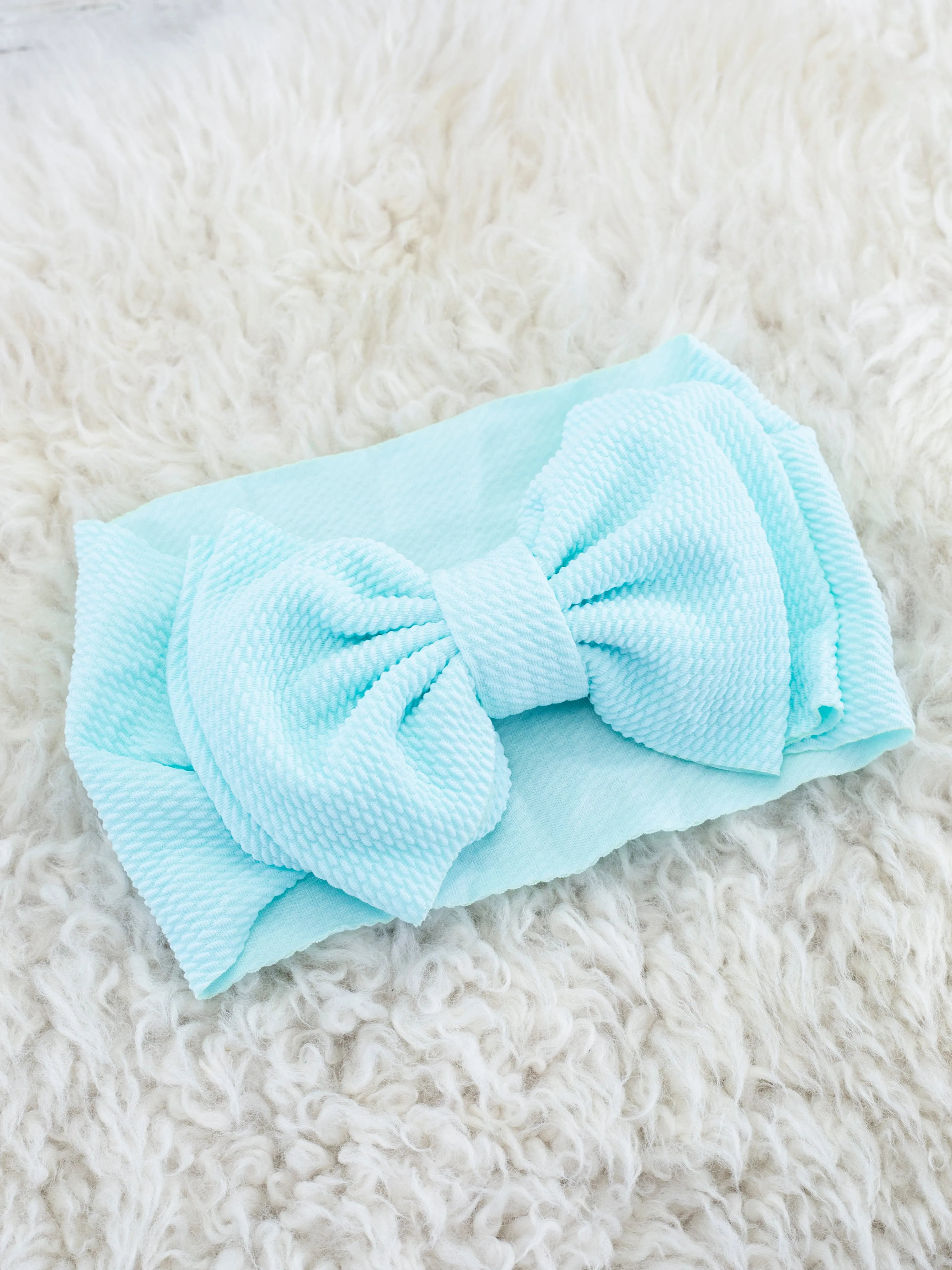 Double Layer Waffle Bow Headwrap - 32 Colors Available