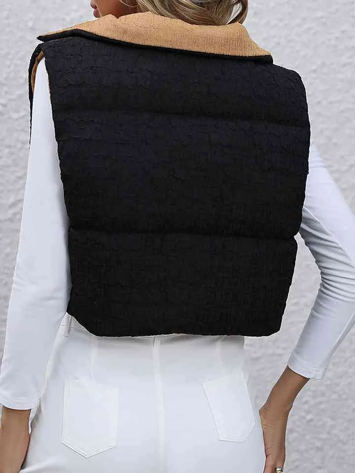 Drawstring Zip-Up Cropped Vest