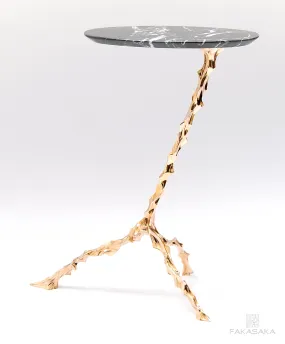 DYLAN DRINK TABLE<br><br>NERO MARQUINA MARBLE<br>POLISHED BRONZE