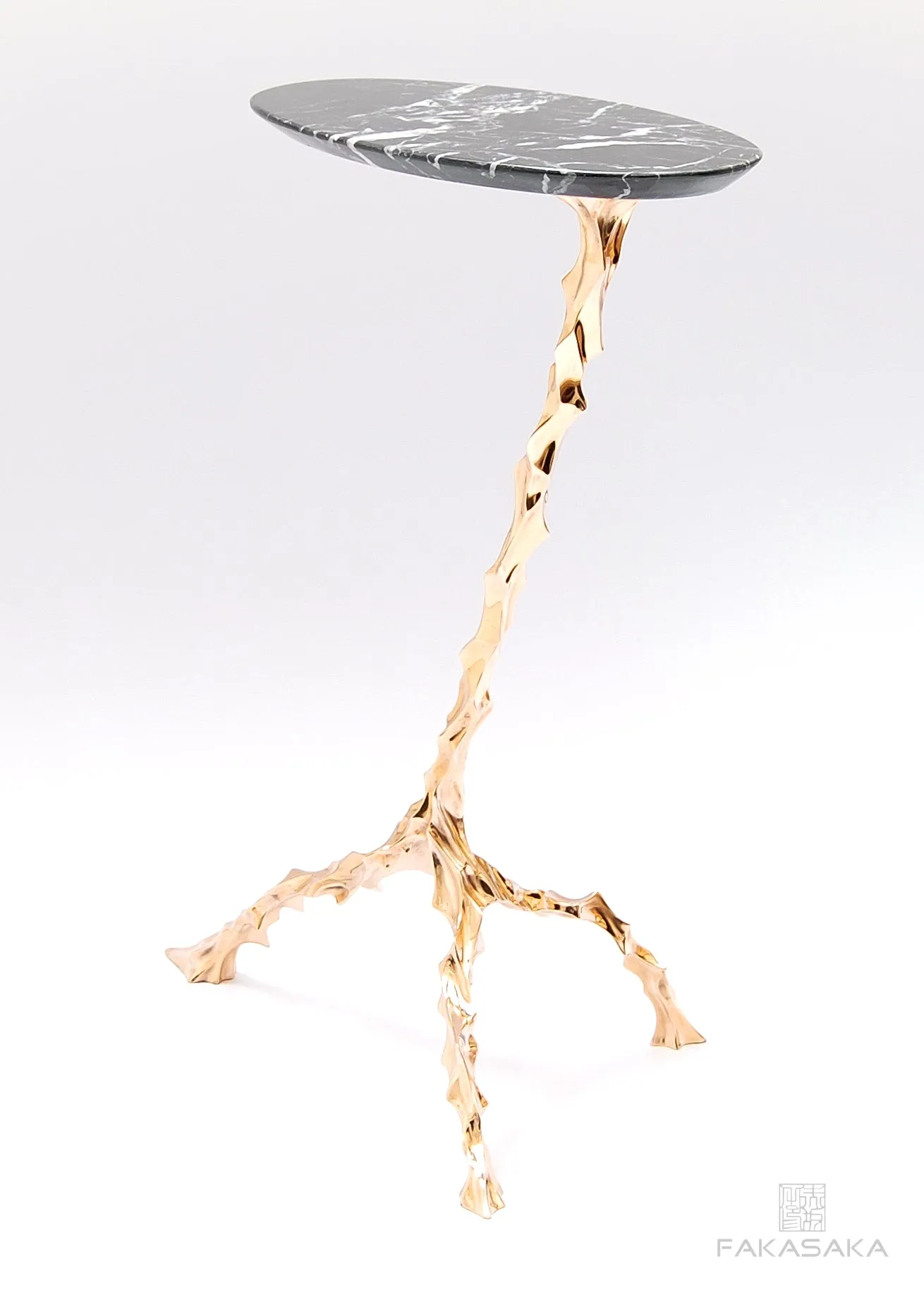 DYLAN DRINK TABLE<br><br>NERO MARQUINA MARBLE<br>POLISHED BRONZE